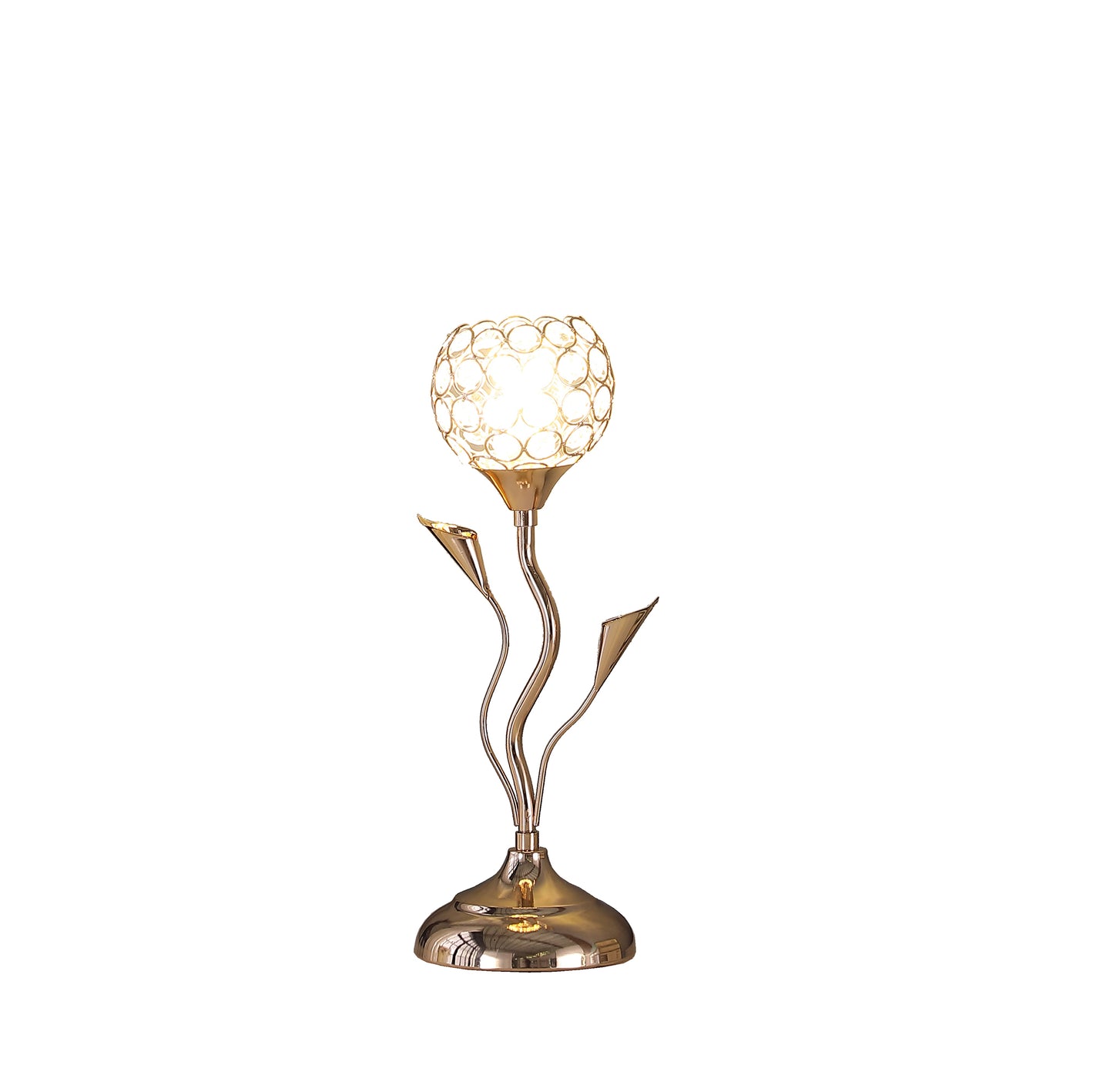 14" In Rose Gold Floral Bell Glam Metal Table Lamp