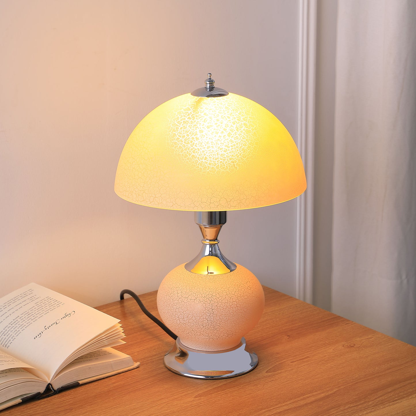 15.75" H Erte Blush Pink Art Deco Glass W/ Night Light Table Lamp