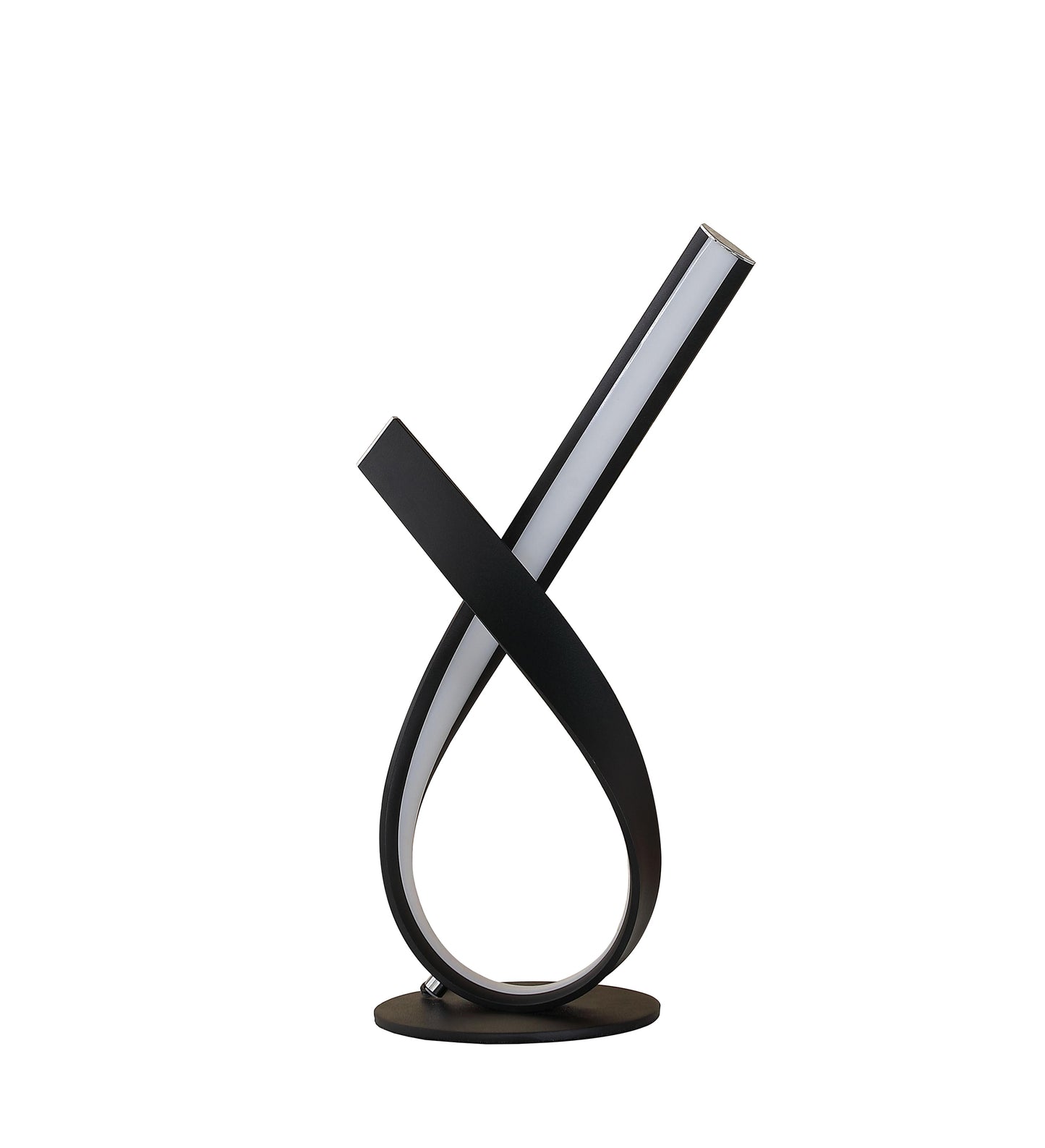 17" In Abstract Upright Ribbon Bow Led Black Metal Table Lamp