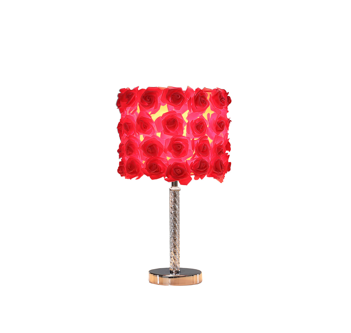 18.25" In Red Roses In Bloom Acrylic/metal Table Lamp