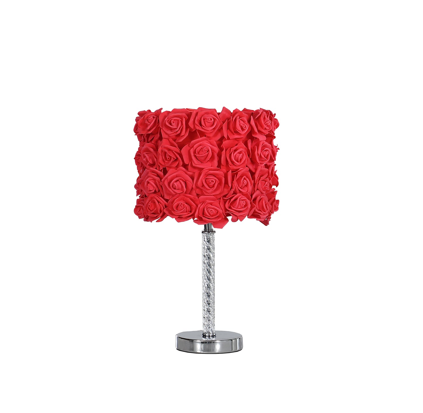 18.25" In Red Roses In Bloom Acrylic/metal Table Lamp