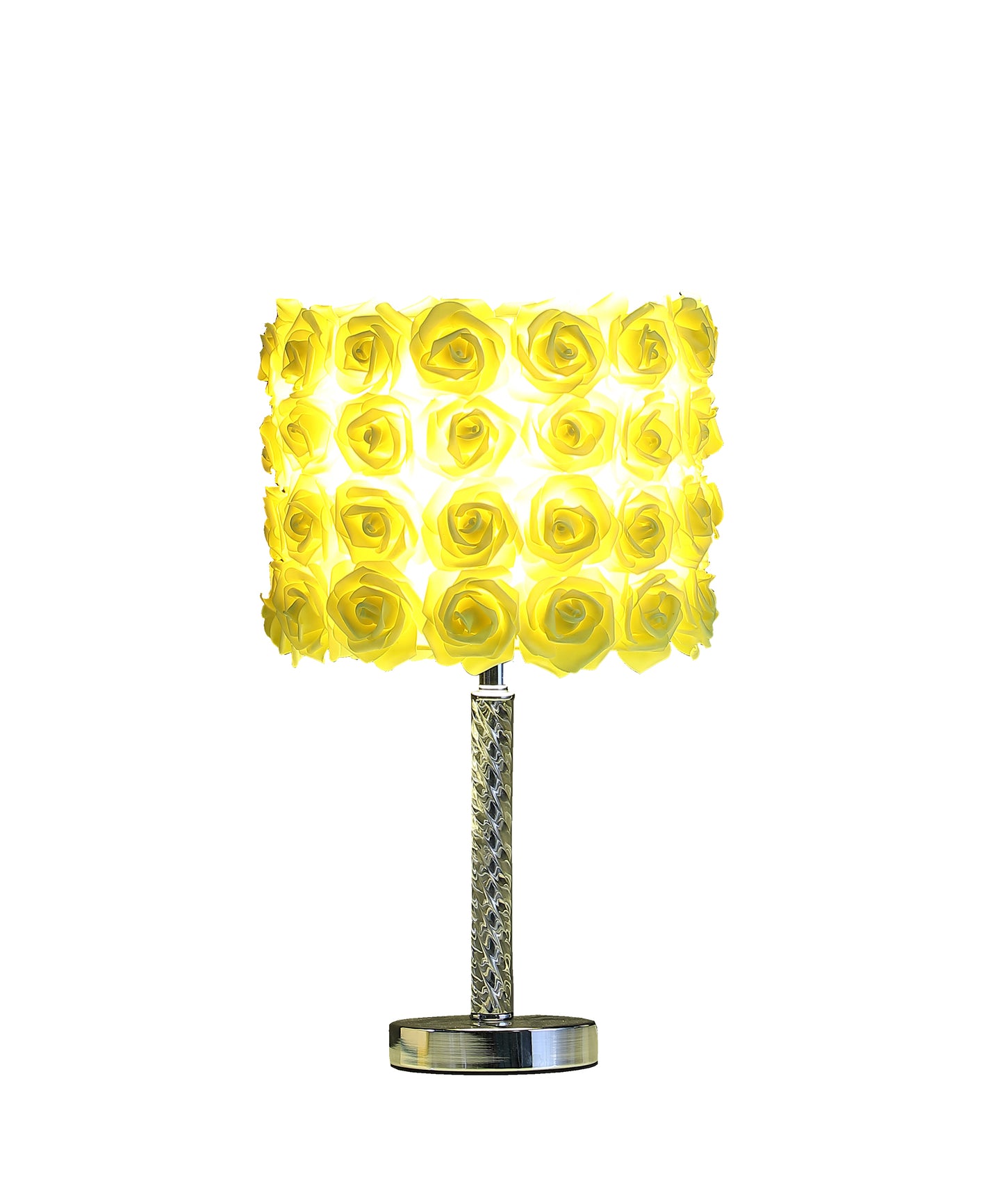 18.25" In Yellow Roses In Bloom Acrylic/metal Table Lamp