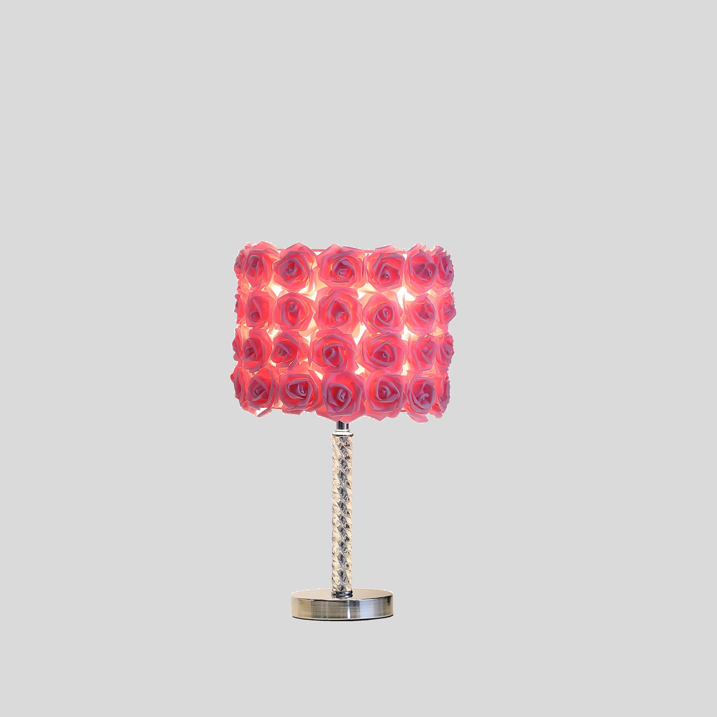 18.25" In Pink Roses In Bloom Acrylic/metal Table Lamp