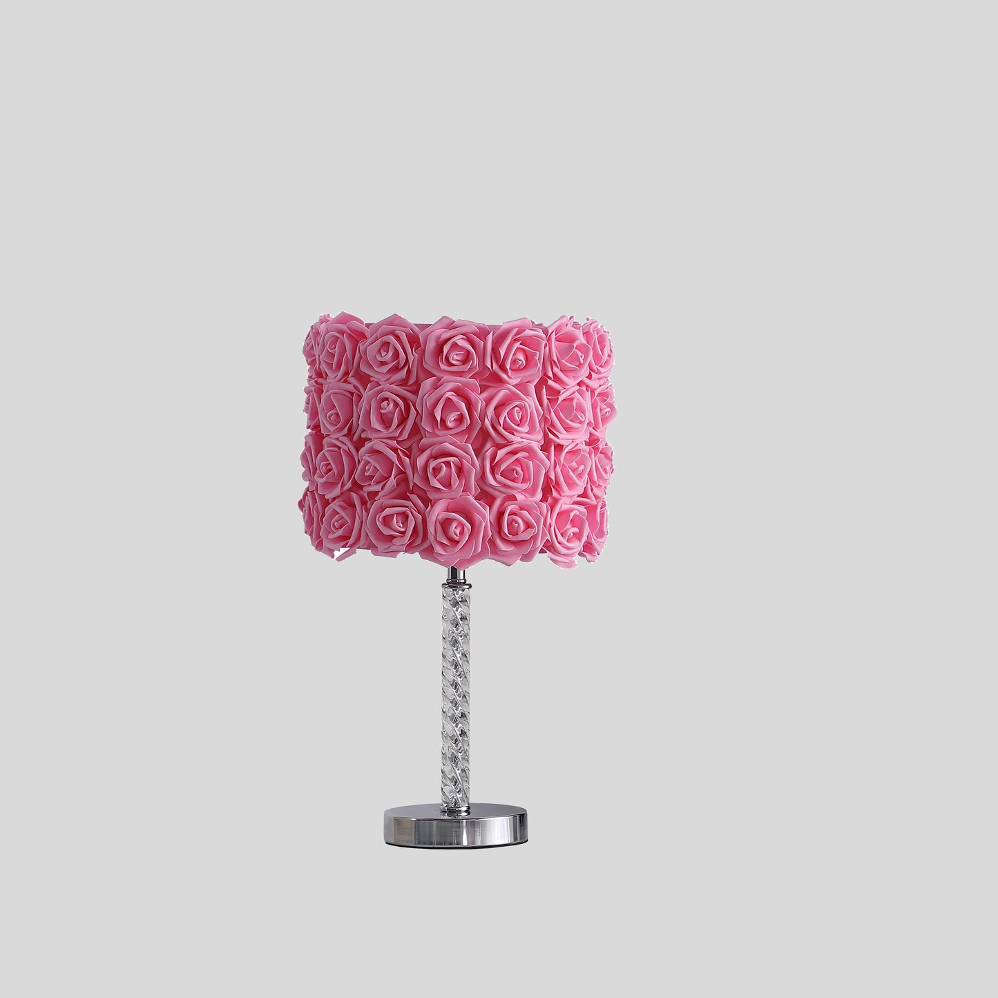 18.25" In Pink Roses In Bloom Acrylic/metal Table Lamp