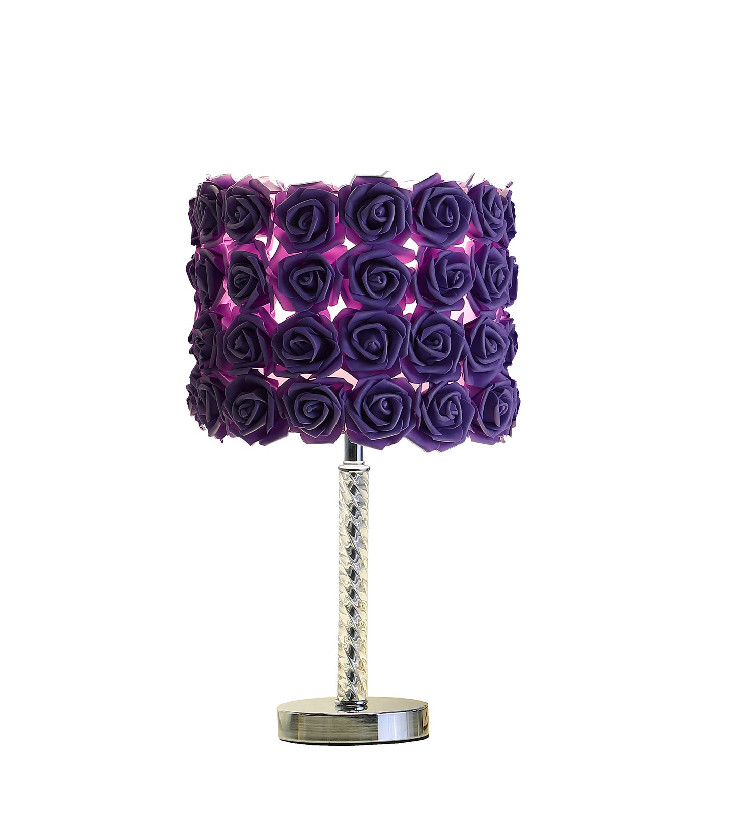 18.25" In Lavender Roses In Bloom Acrylic/metal Table Lamp