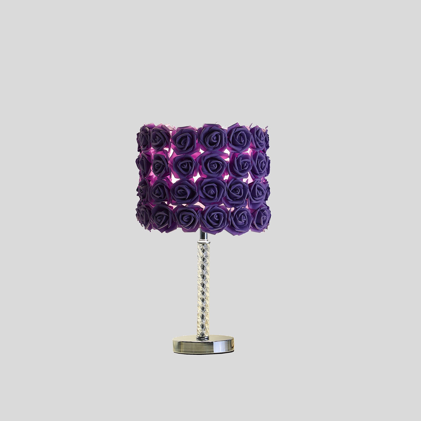 18.25" In Lavender Roses In Bloom Acrylic/metal Table Lamp