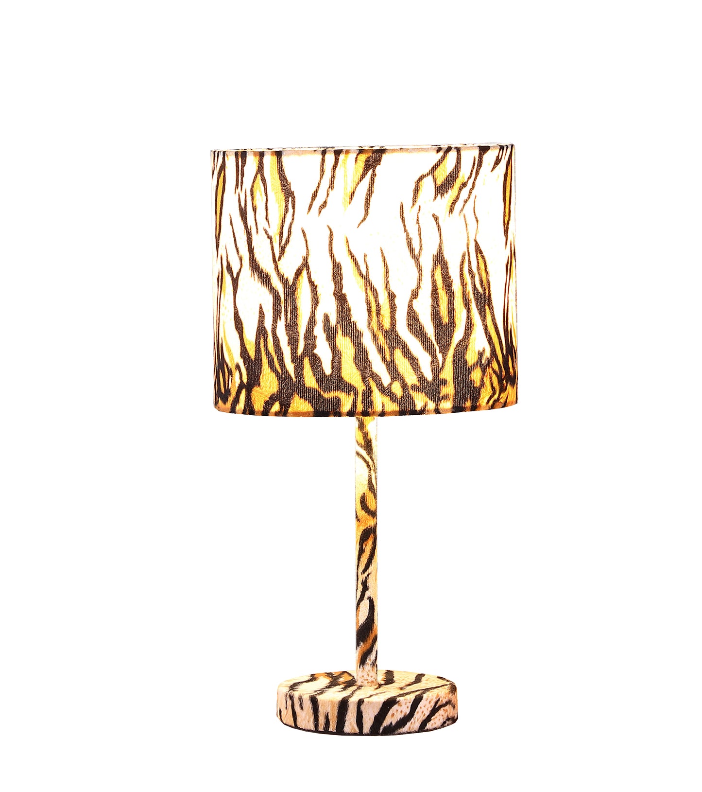 19.25" In Faux Suede Tiger Print Metal Table Lamp