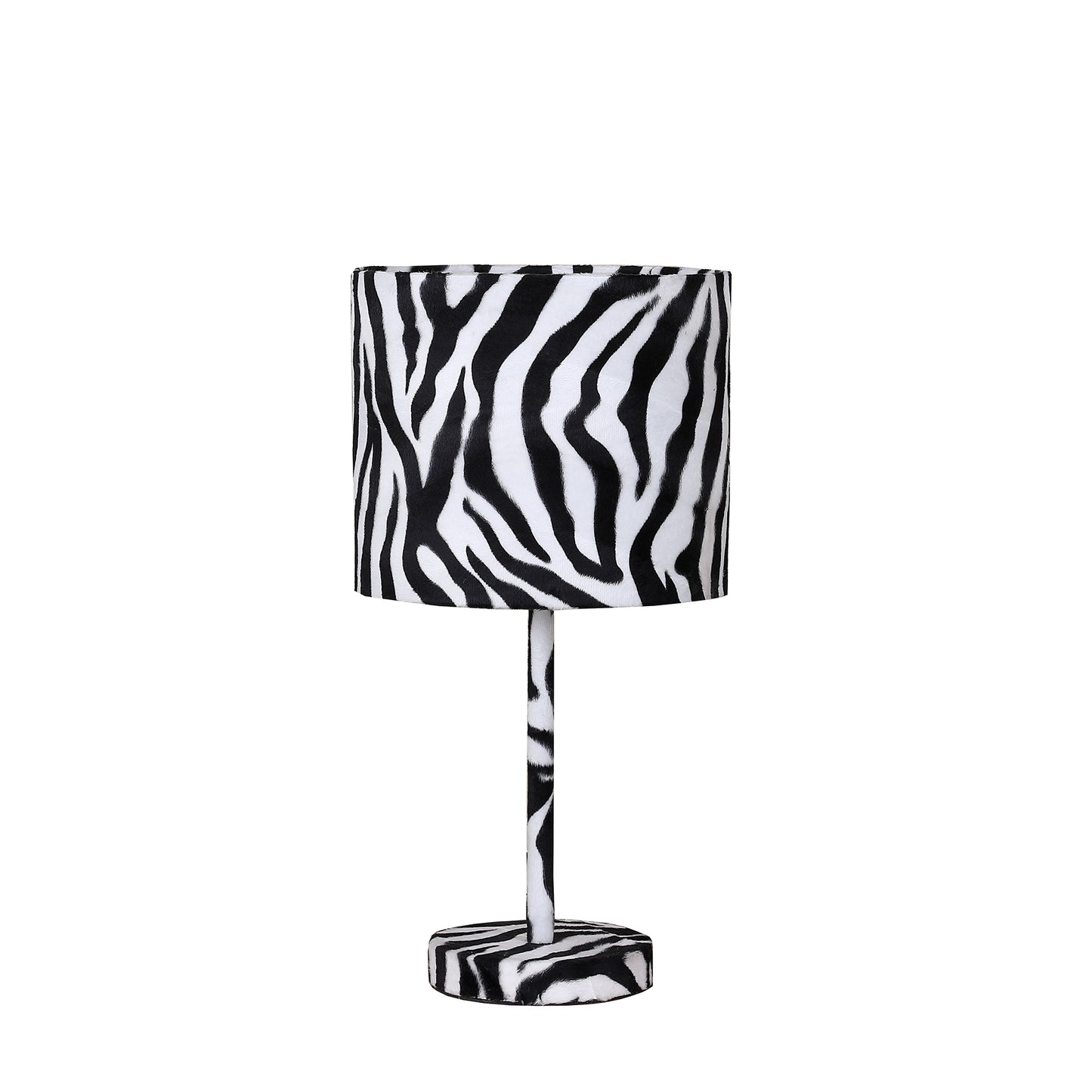 19.25" In Faux Suede Zebra Metal Table Lamp