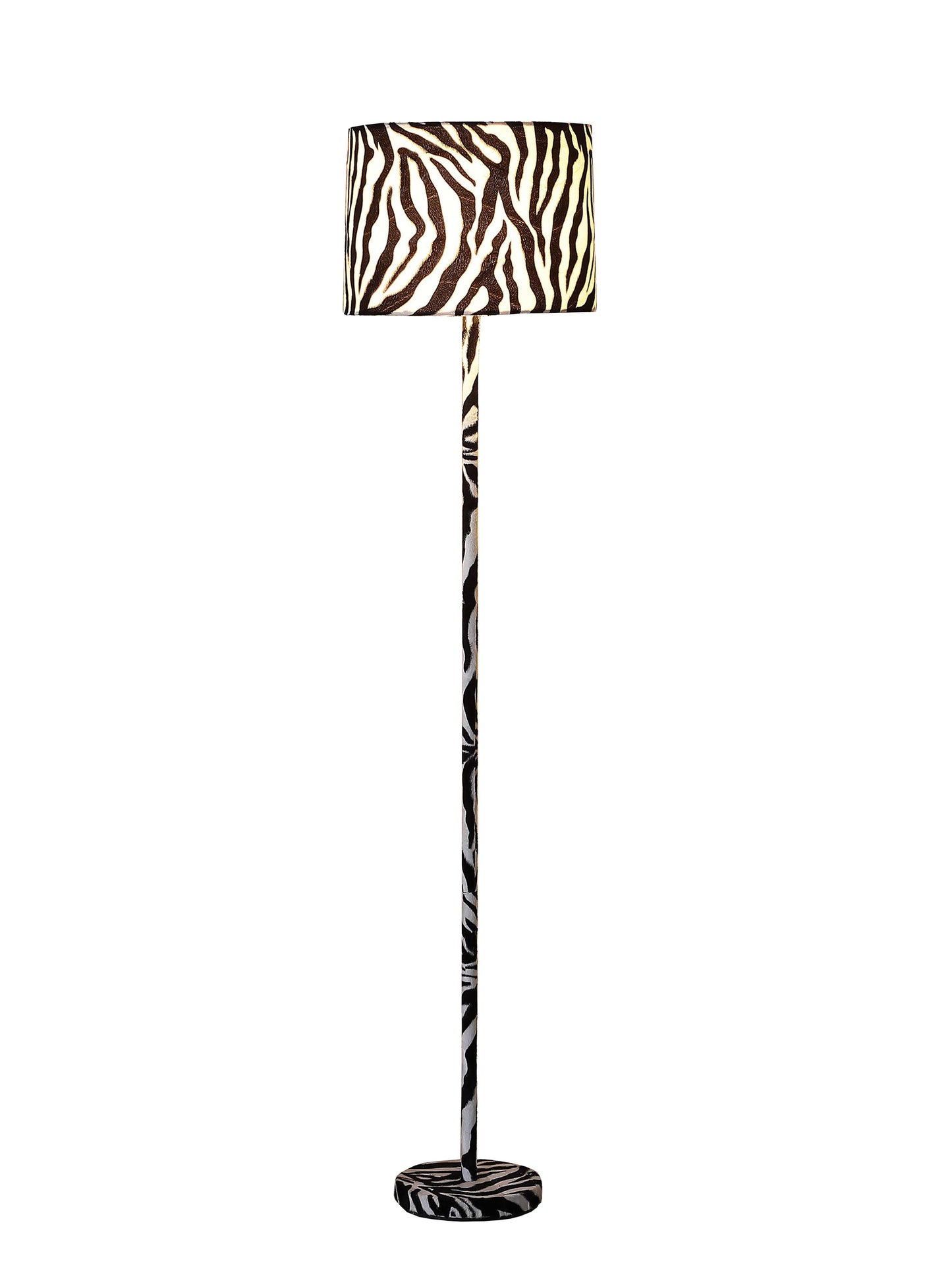 59" In Faux Suede Zebra Print Floor Lamp
