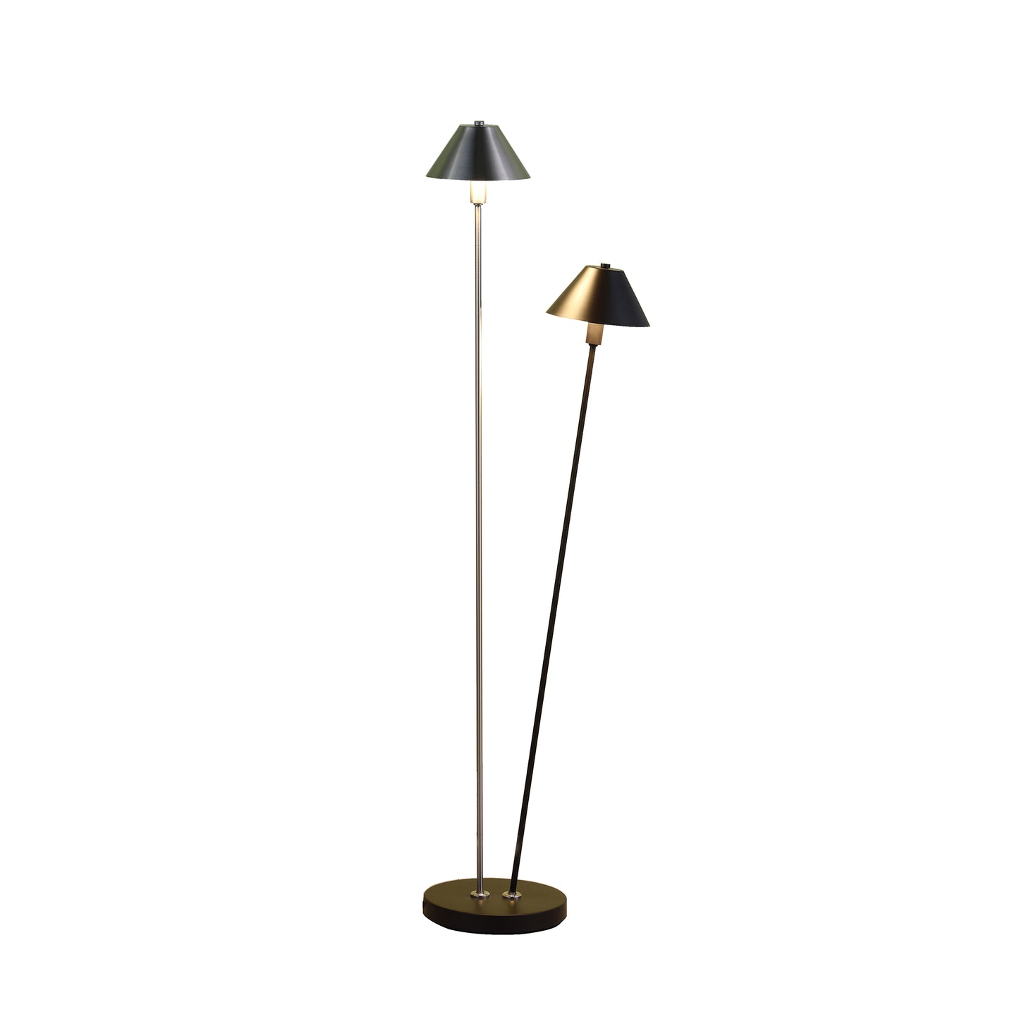 47.5" In Led Double G-9 Matte Powder Black/silver Redman Brushed Nickel Floor Lamp