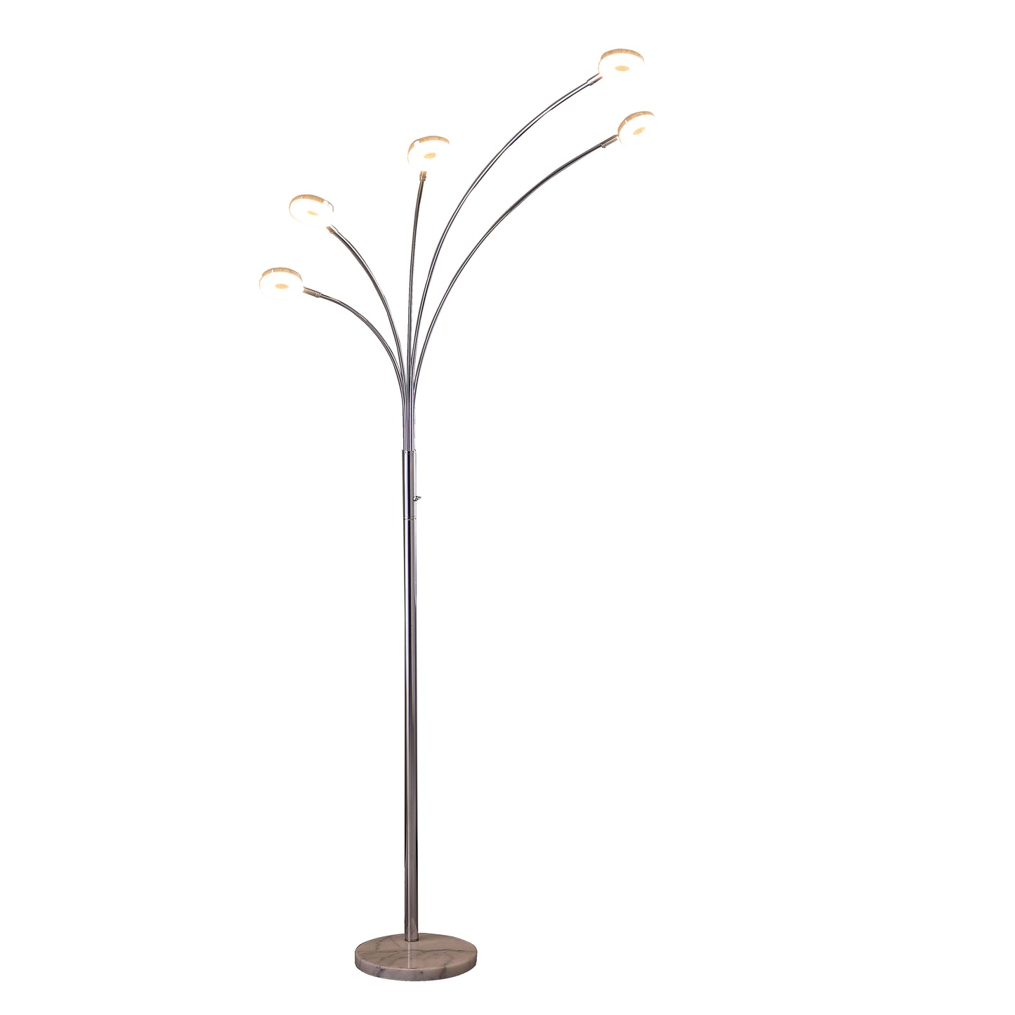 80" Avery 5 Arm Aluminum Chrome Led Semi Arc Floor Lamp