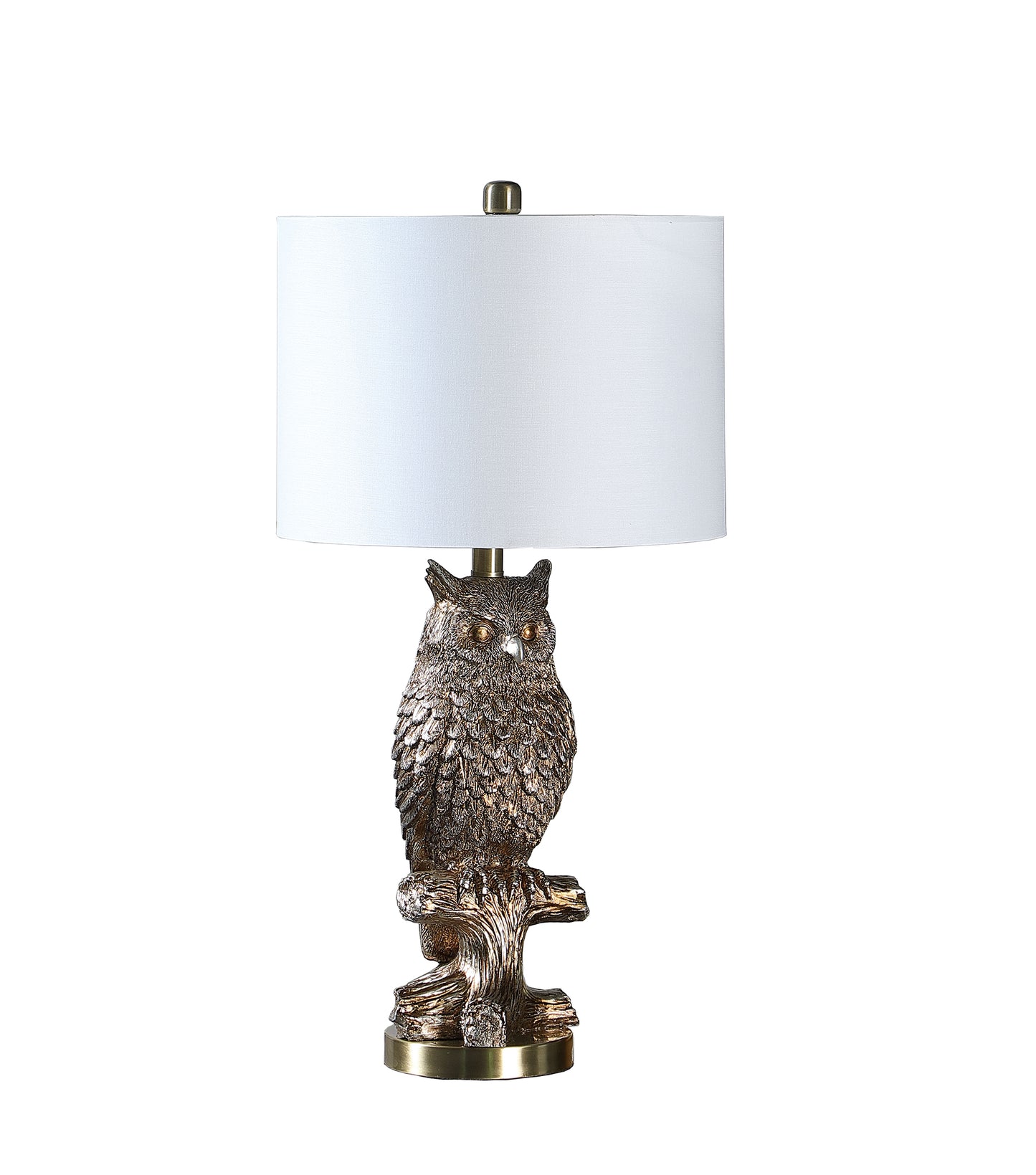 27.5" In Silver Owl On A Branch Resin Table Lamp