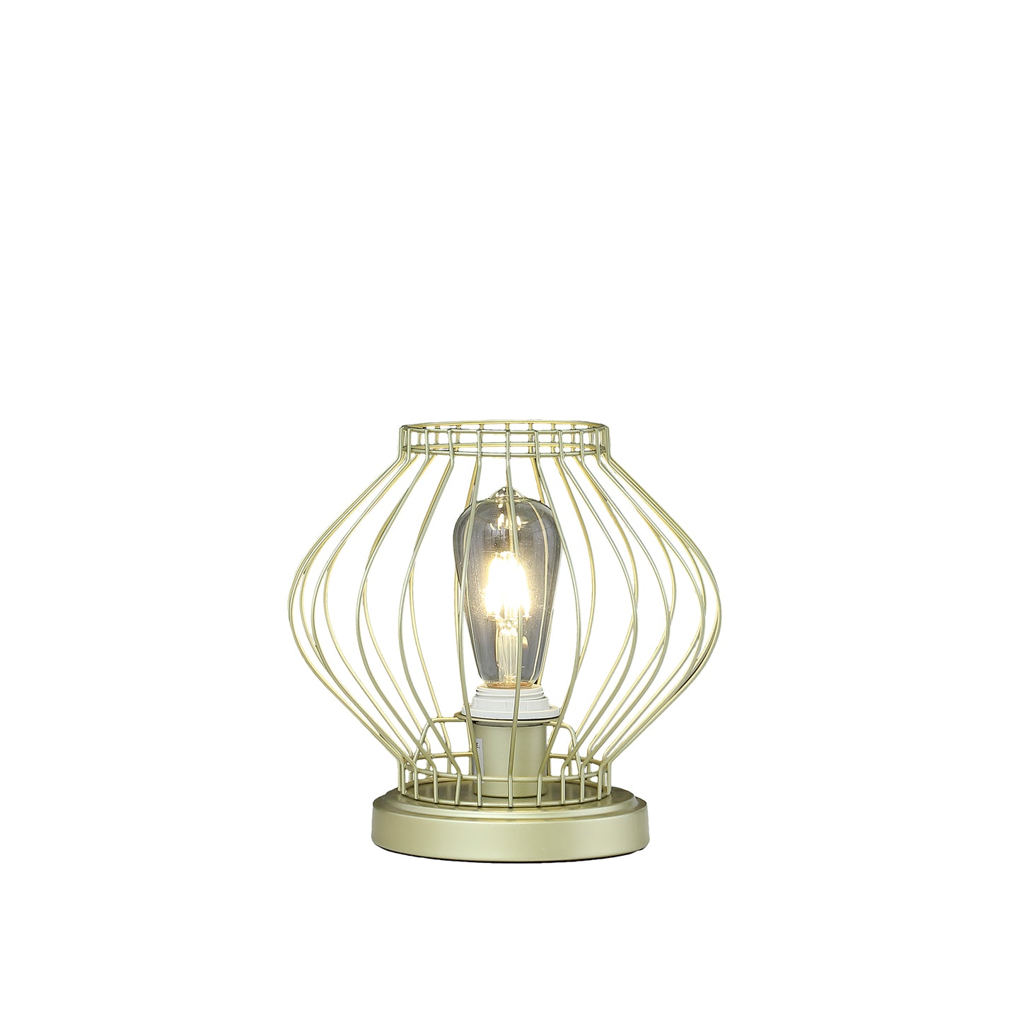 9.5" In Industrial Farm Cage Satin Matte Gold Uplight Metal Table Lamp
