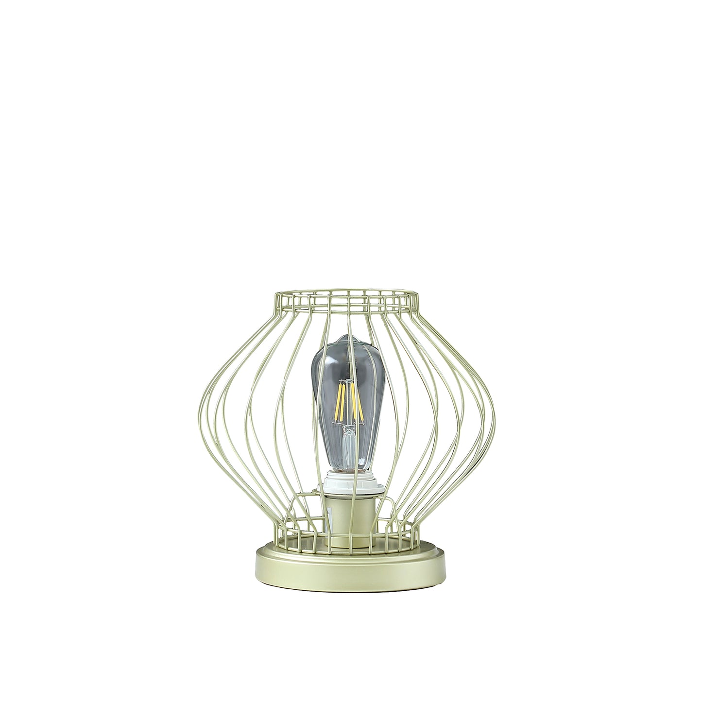 9.5" In Industrial Farm Cage Satin Matte Gold Uplight Metal Table Lamp