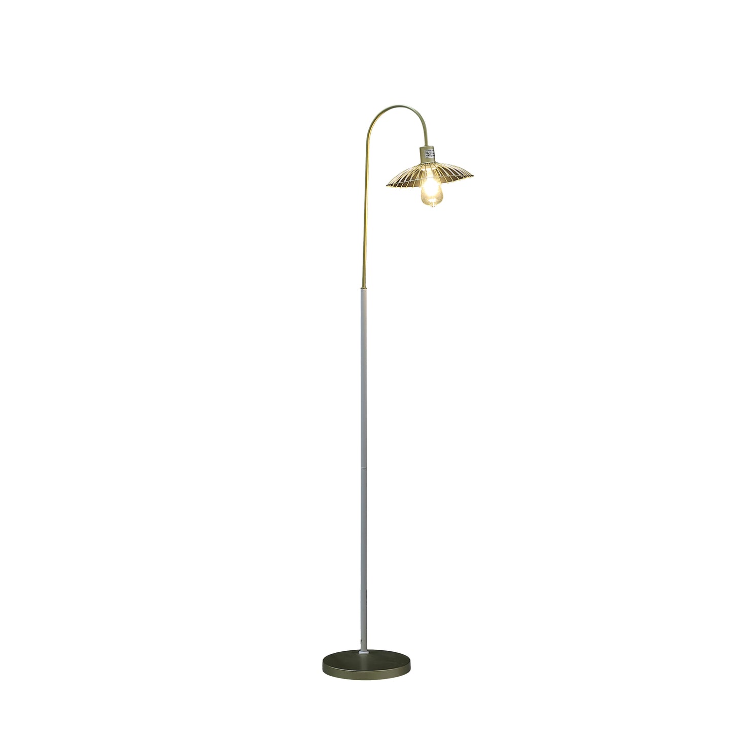 64.25" In Industrial Farm Pendant Cage Satin Matte Gold/white Metal Floor Lamp
