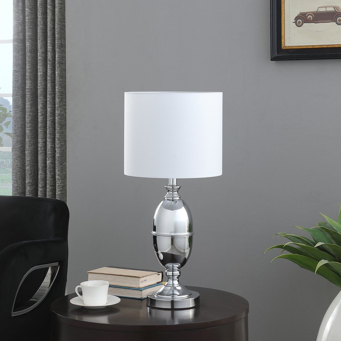 25" In Ambros Textured Silver Chrome Urn Table Lamp