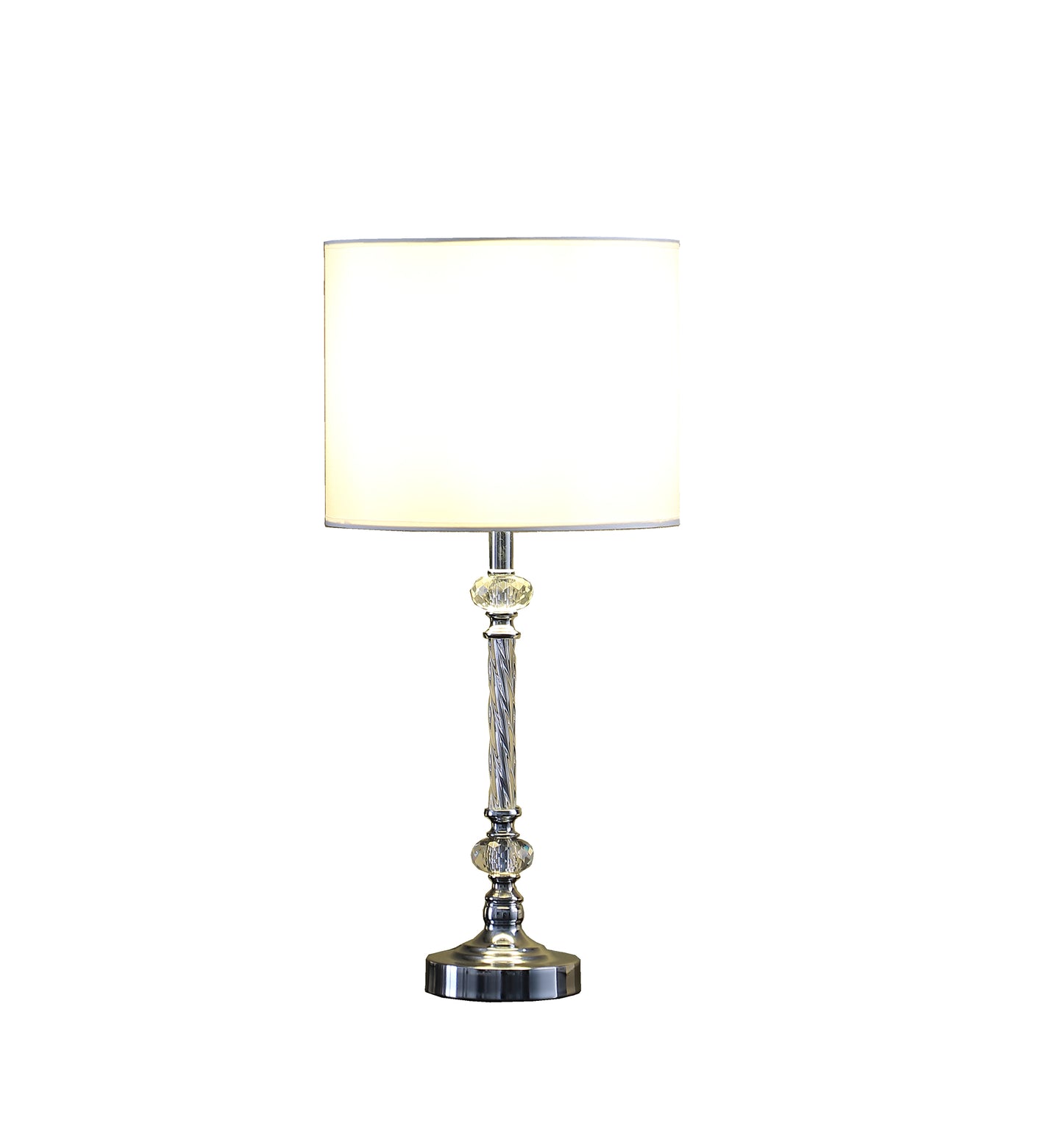 19.25" In Audrey Twisted Crystal Modern Silver Table Lamp