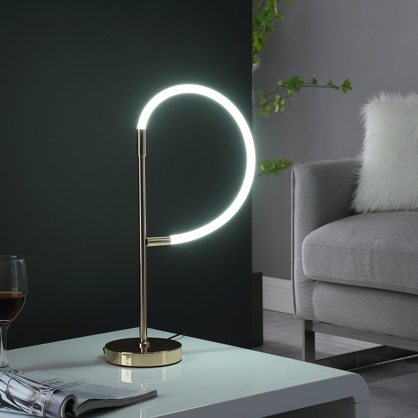 20.5" In Elastilight Led Tube W/ Magnetic End Contemporary Rose Gold Table Lamp
