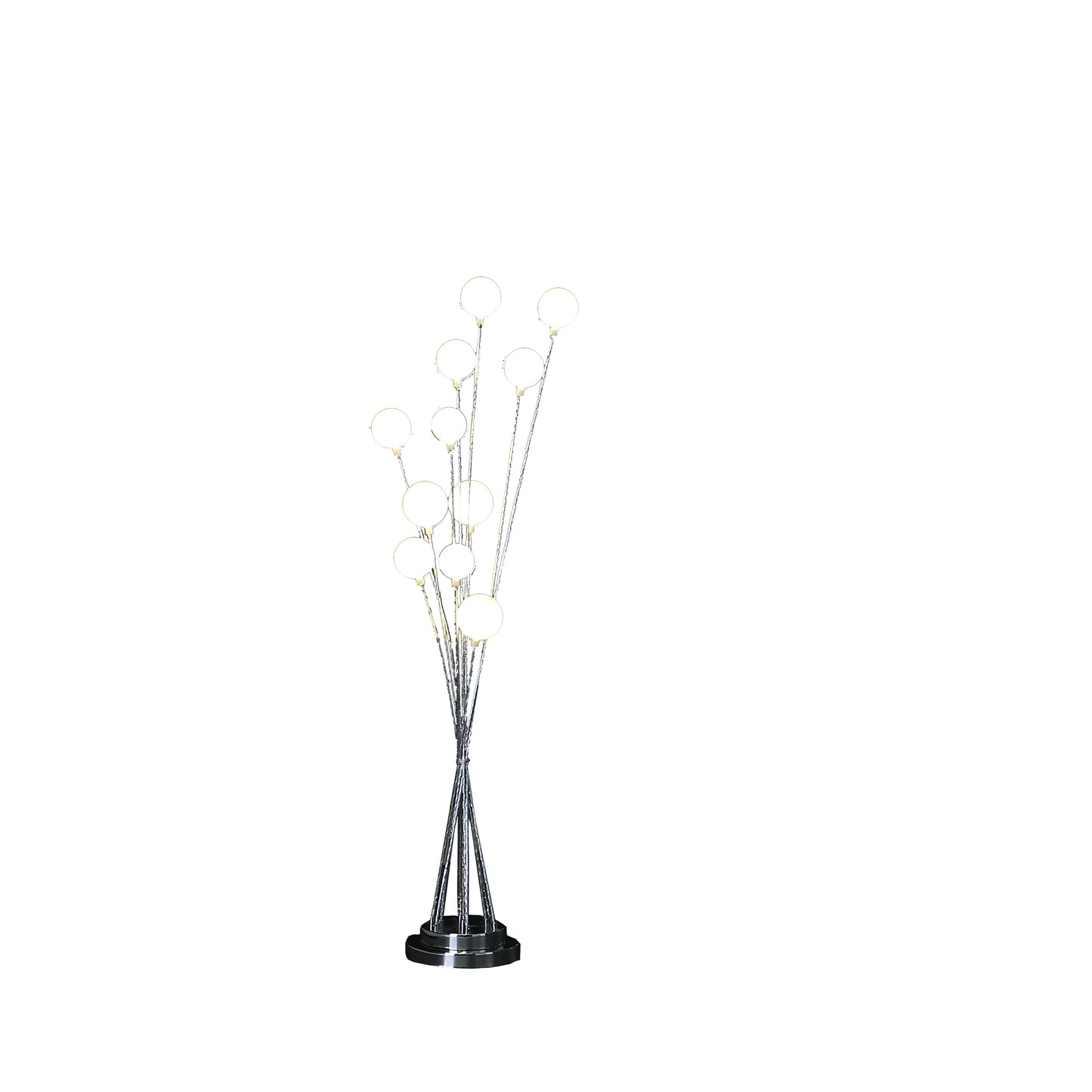 46" In 11-light Acrylic Globe Aluminun Led Chrysanthe Silver Chrome Metal Floor Lamp