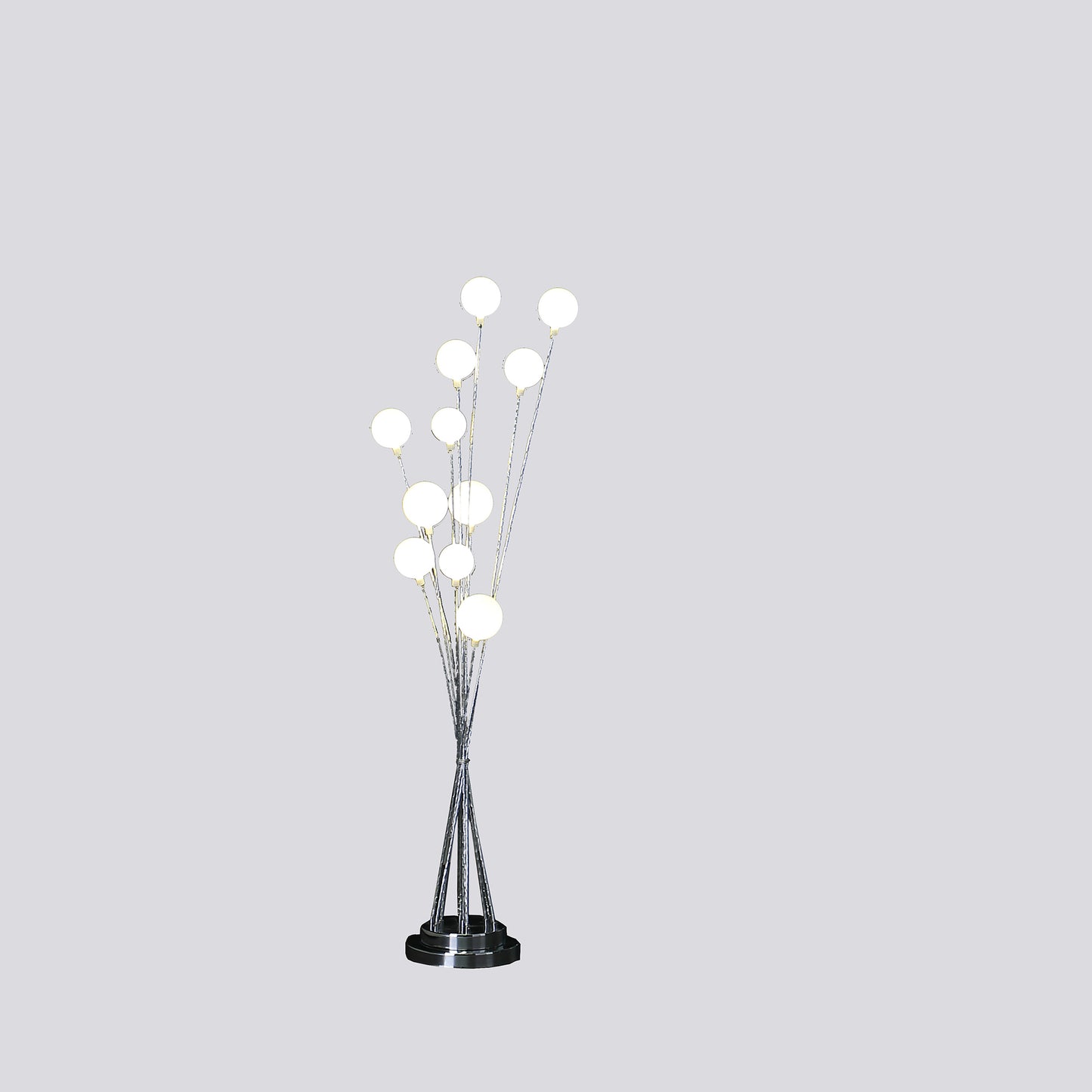 46" In 11-light Acrylic Globe Aluminun Led Chrysanthe Silver Chrome Metal Floor Lamp