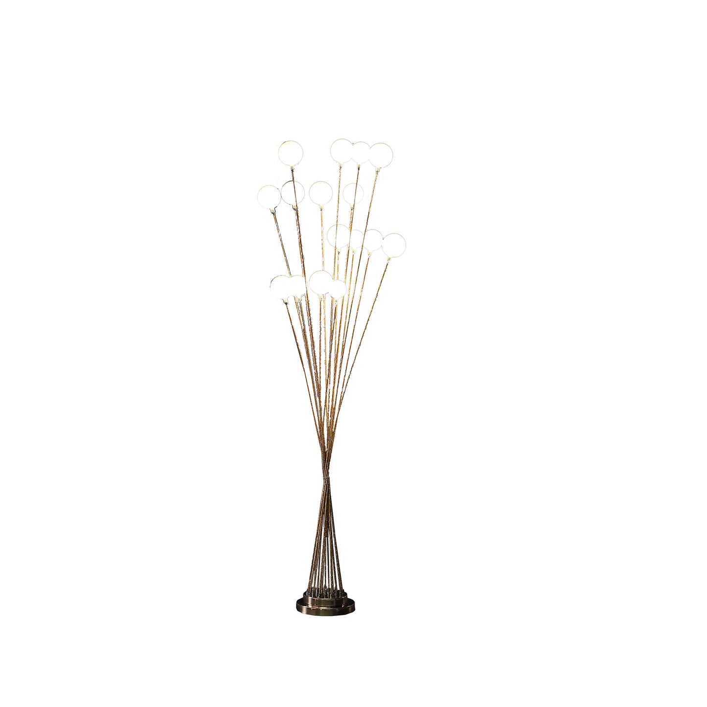 61.5" In 16-light Acrylic Globe Aluminun Led Chrysanthe Yellow Gold Metal Floor Lamp