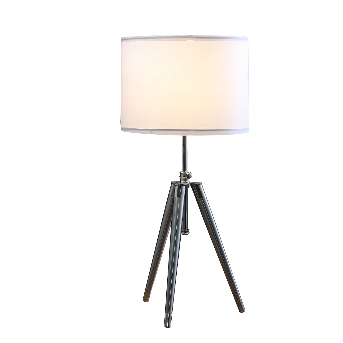 34.25" - 29.25" In Mid-century Adjustable Tripod Chrome/silver Metal Table Lamp
