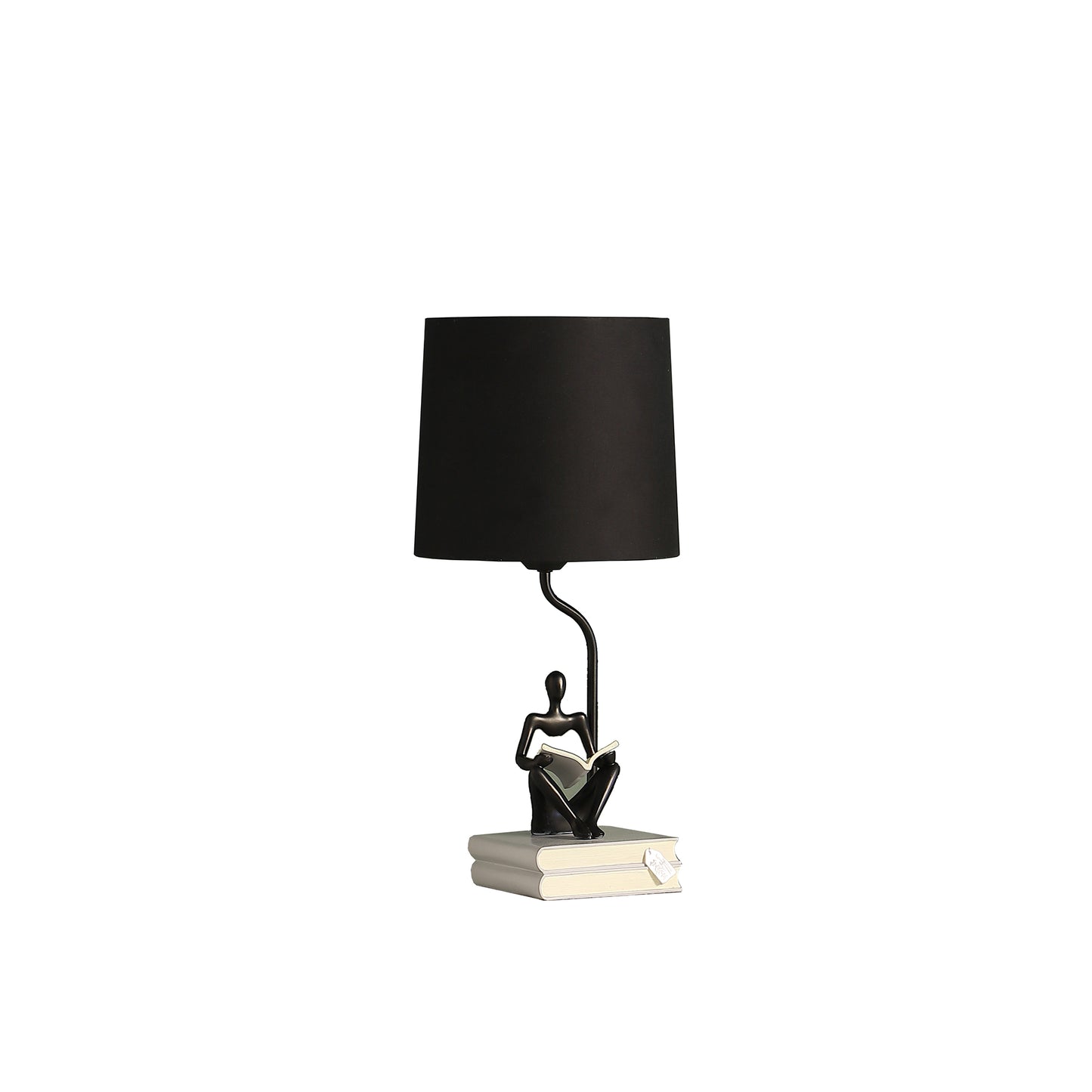 20.5" In Modern Reader Black Sitting A Gray Stack Of Books Polyresin Table Lamp