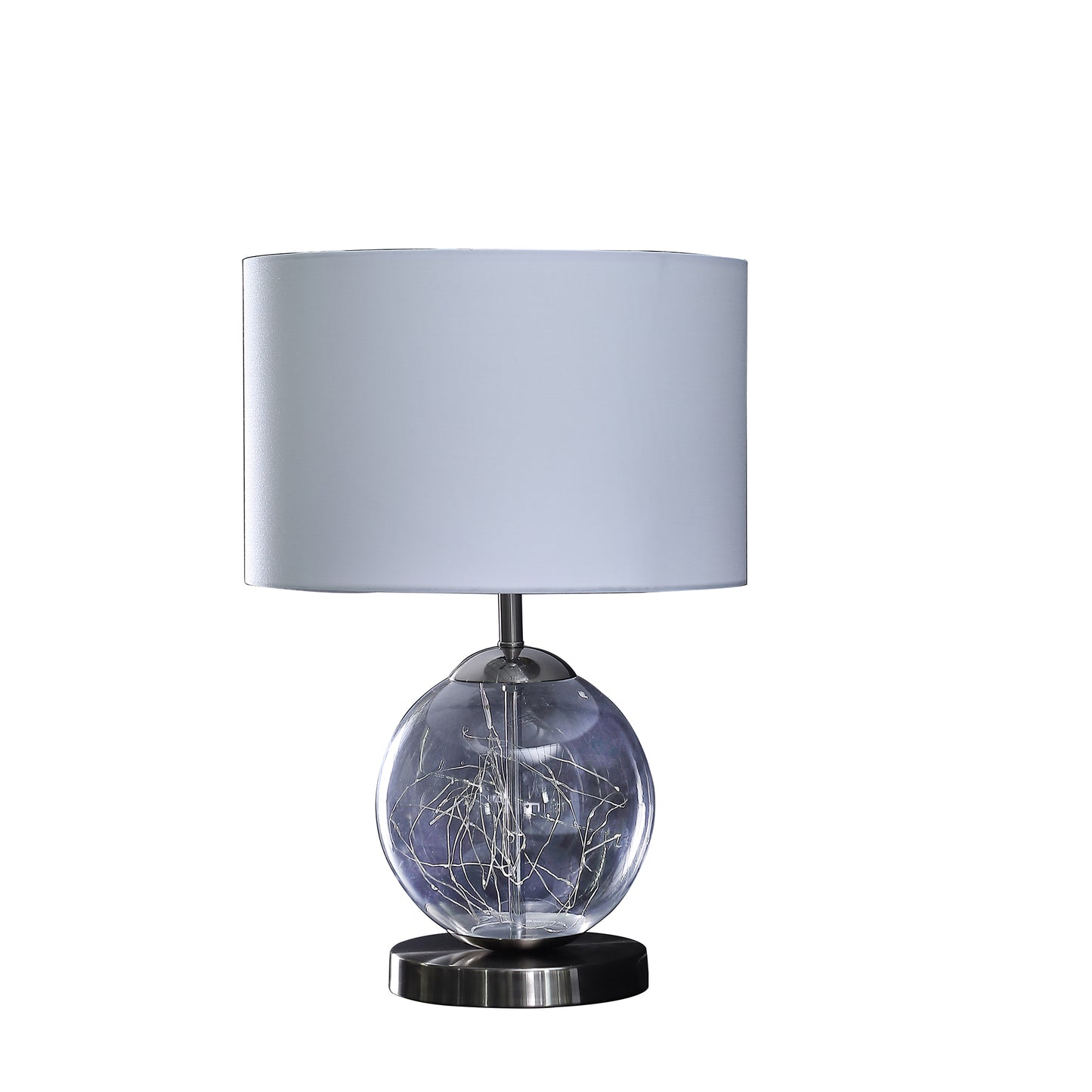20.5" In Athena Glass Led Plasma Mid-century Metal Table Lamp