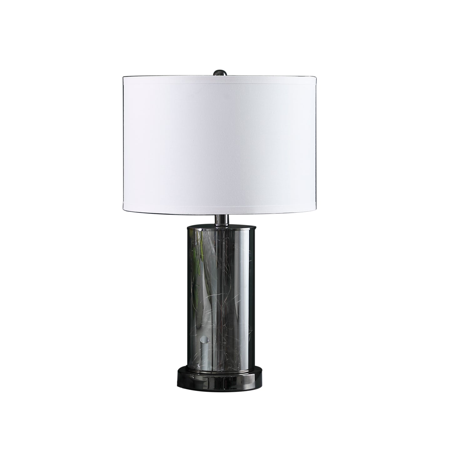 21.25" In Cynx Led Night Light Mid-century Glass Black Chrome Table Lamp