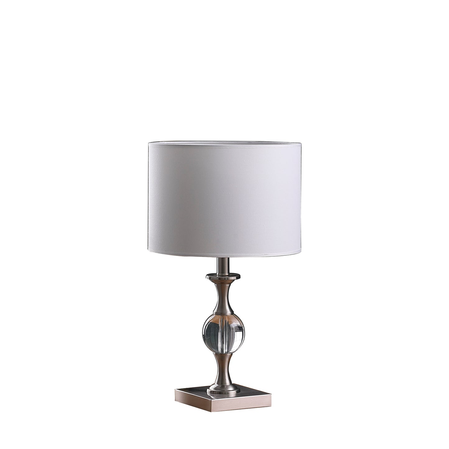 19.75" In Satin Nickel Solid Crystal Orb Metal Table Lamp