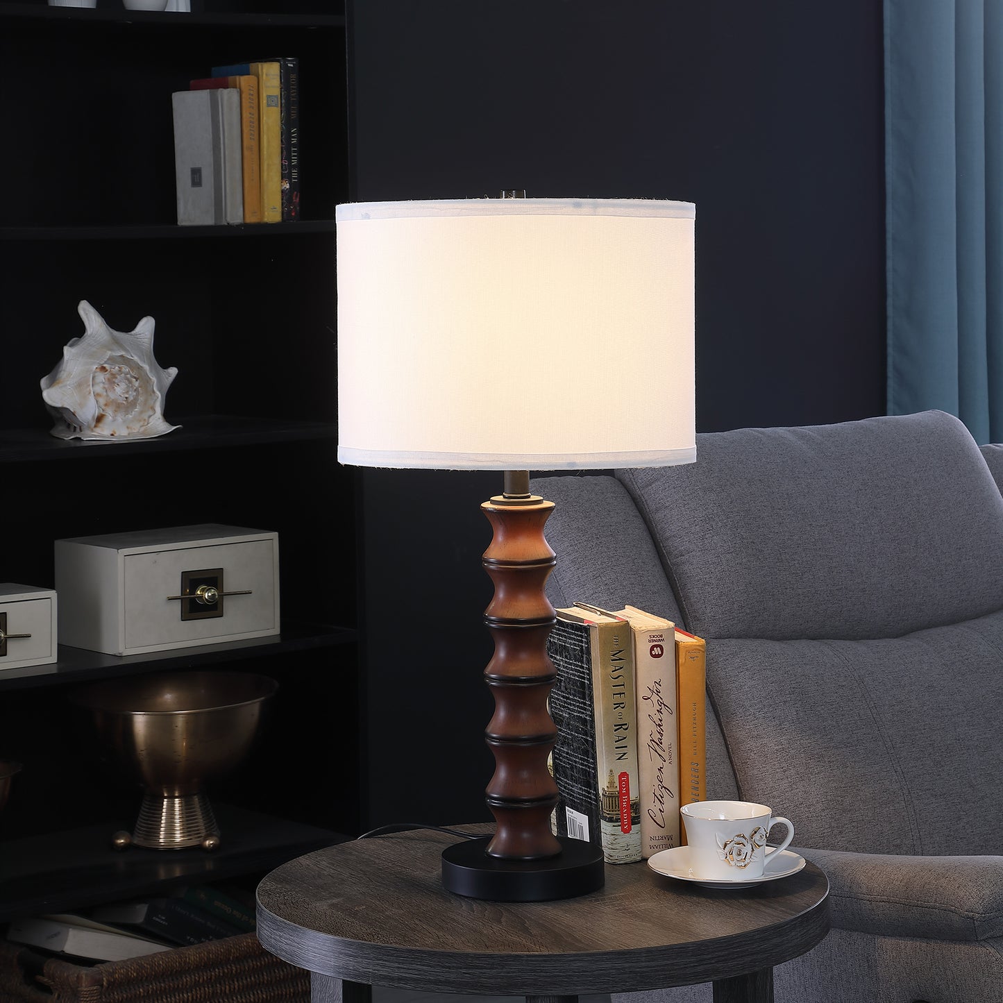 27.5" In Coastal Littoral Wood Insp Modern Table Lamp