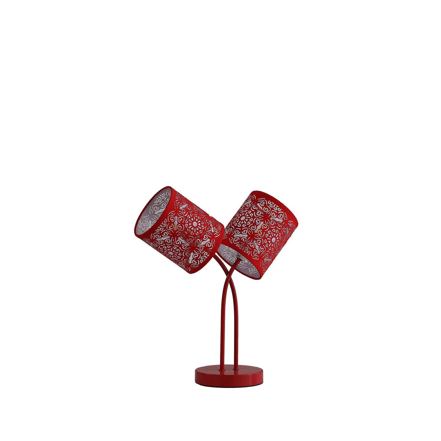 17" In Bohemian Paisley 2-light Cylinder Red Table Lamp
