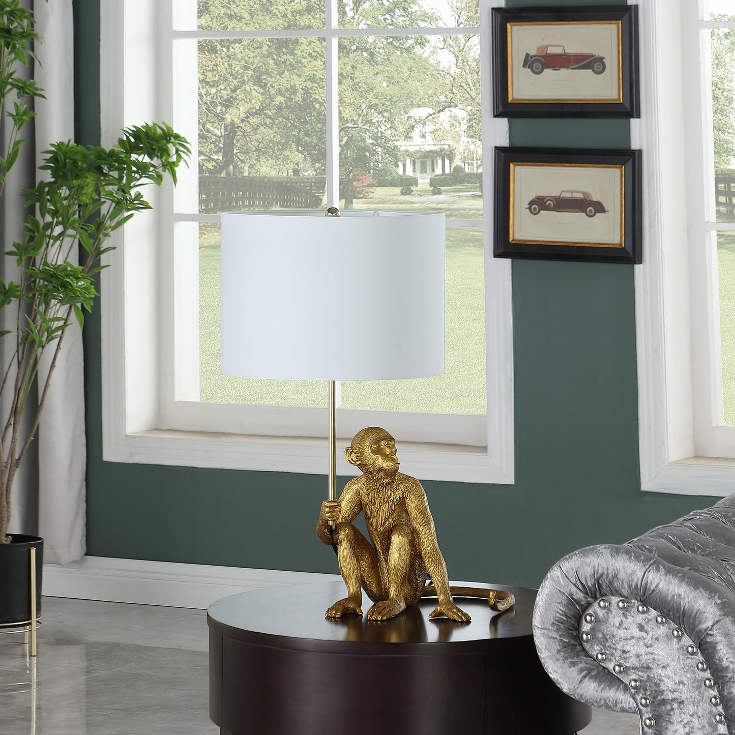 25.50" In Golden Monkey Holding Polyresin Table Lamp