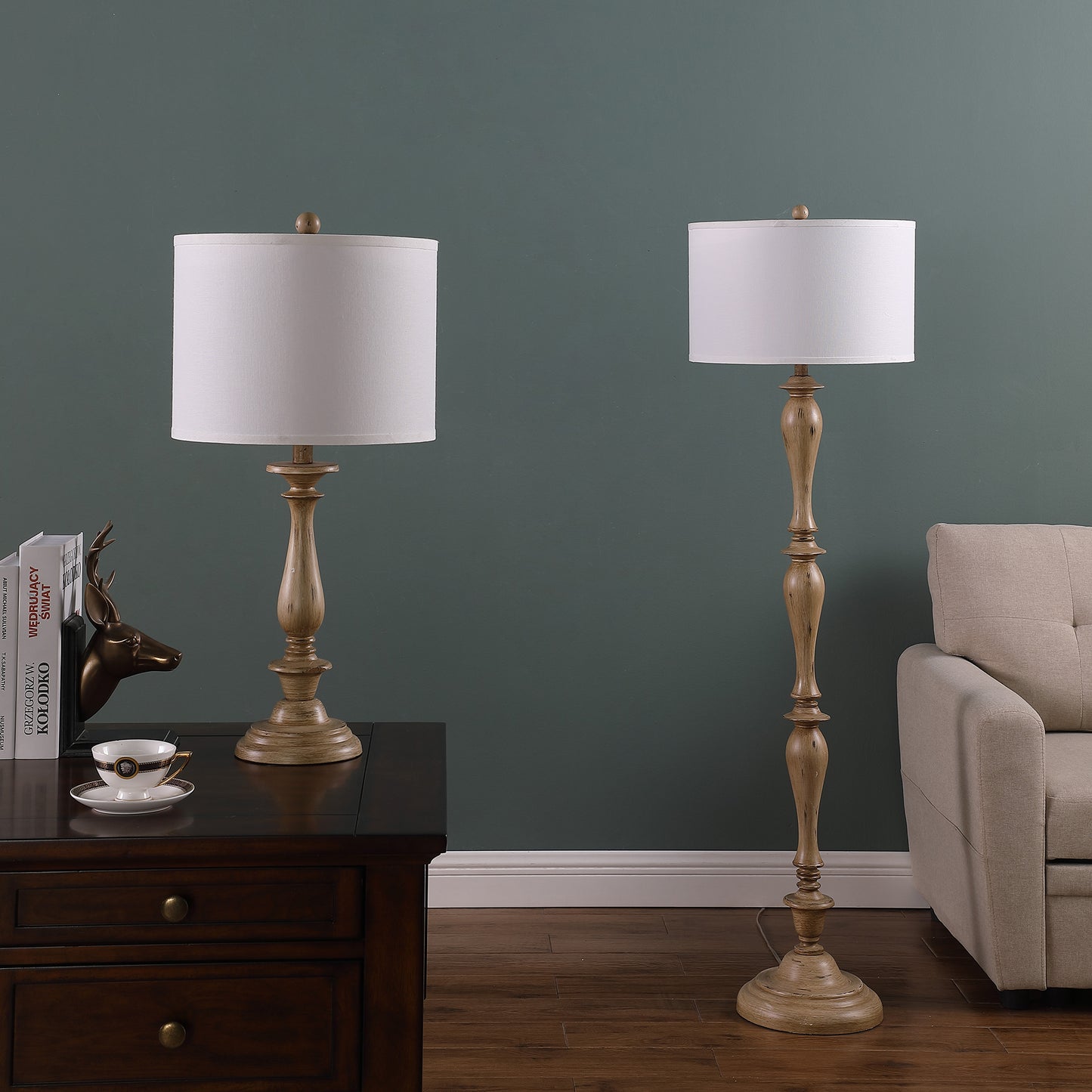 27.5" In Coastal Wood Effect Polyresin Table Lamp