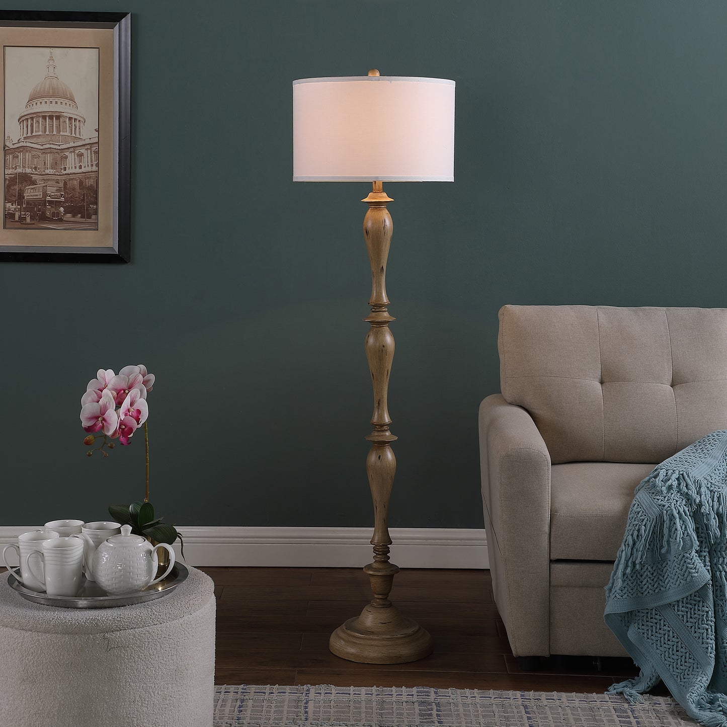 61.5" In Coastal Wood Effect Polyresin Floor Lamp