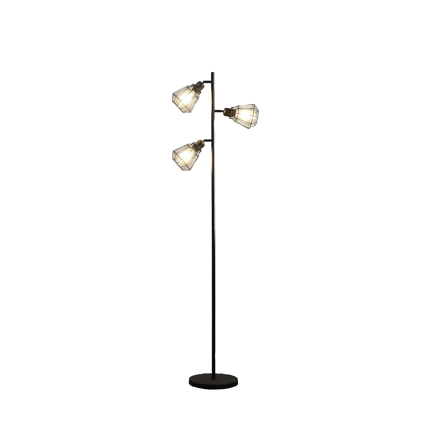 65" In Adjustable Cage Shade Industrial Farmhouse Metal Floor Lamp