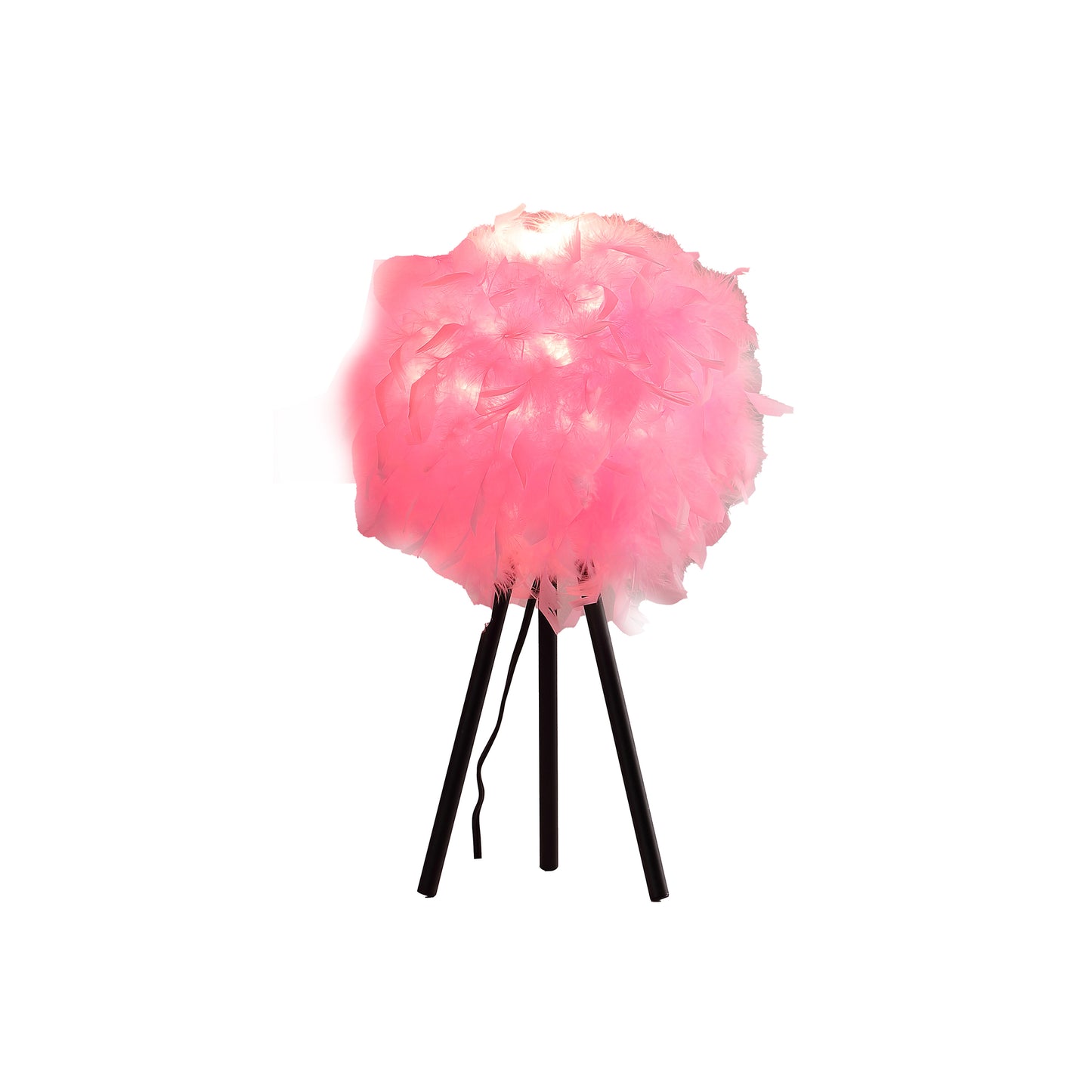 20.5" In Hot Pink Feather Shade Tripod Modern Metal Table Lamp