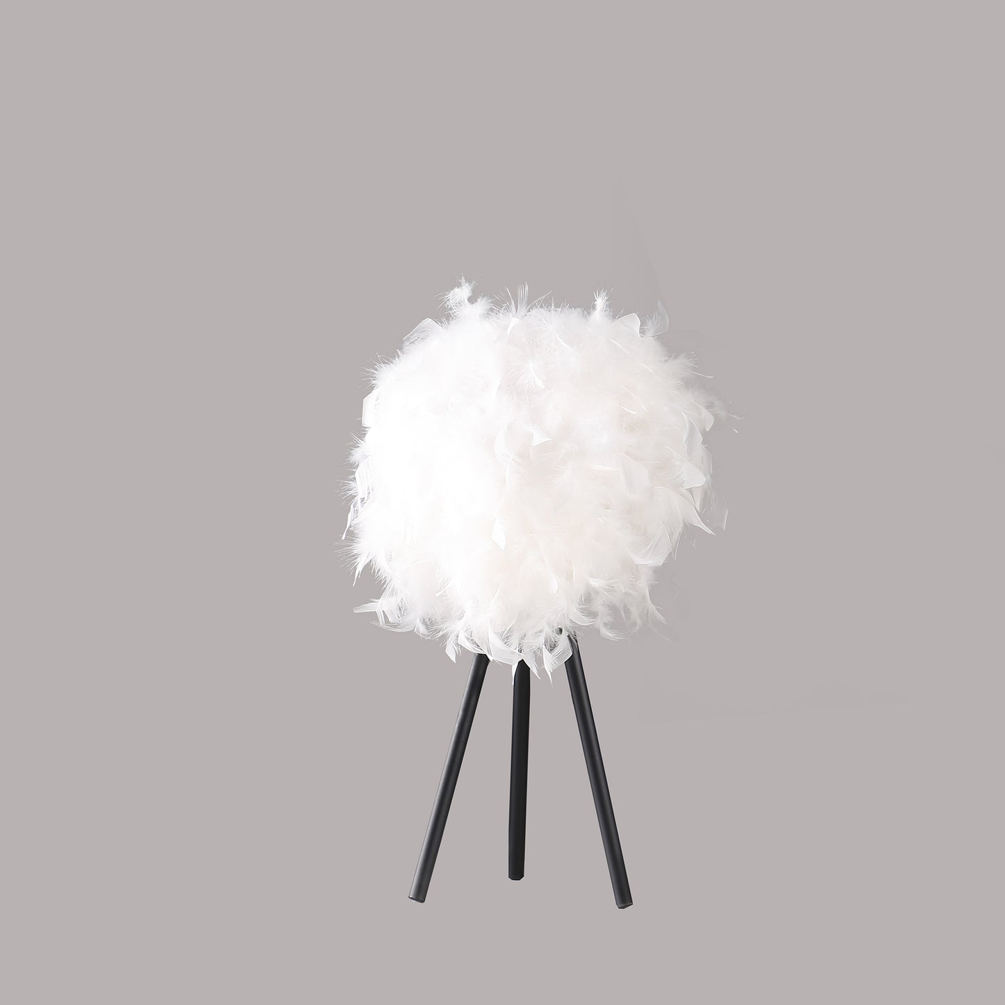 20.5" In Pure White Feather Shade Tripod Modern Metal Table Lamp