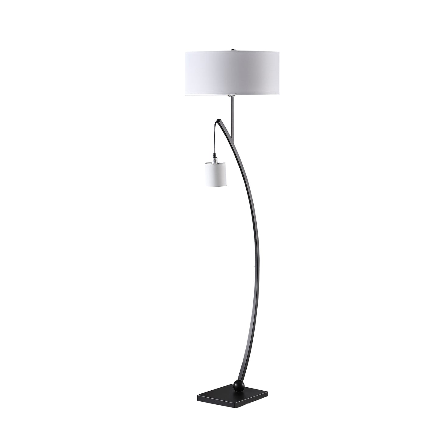 59" In Contemporary Dual Black Arc W/ Hanging Pendelum Lamp Metal Floor Lamp