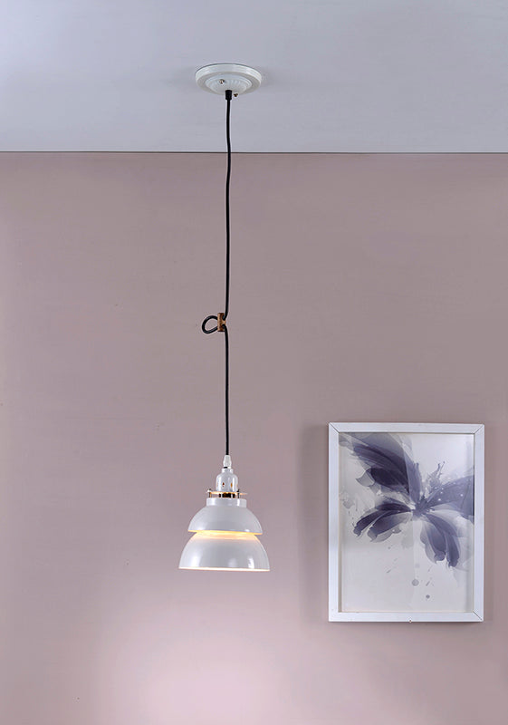 8"In White Industrial Barn Metal Hard-wired Pendant Ceiling