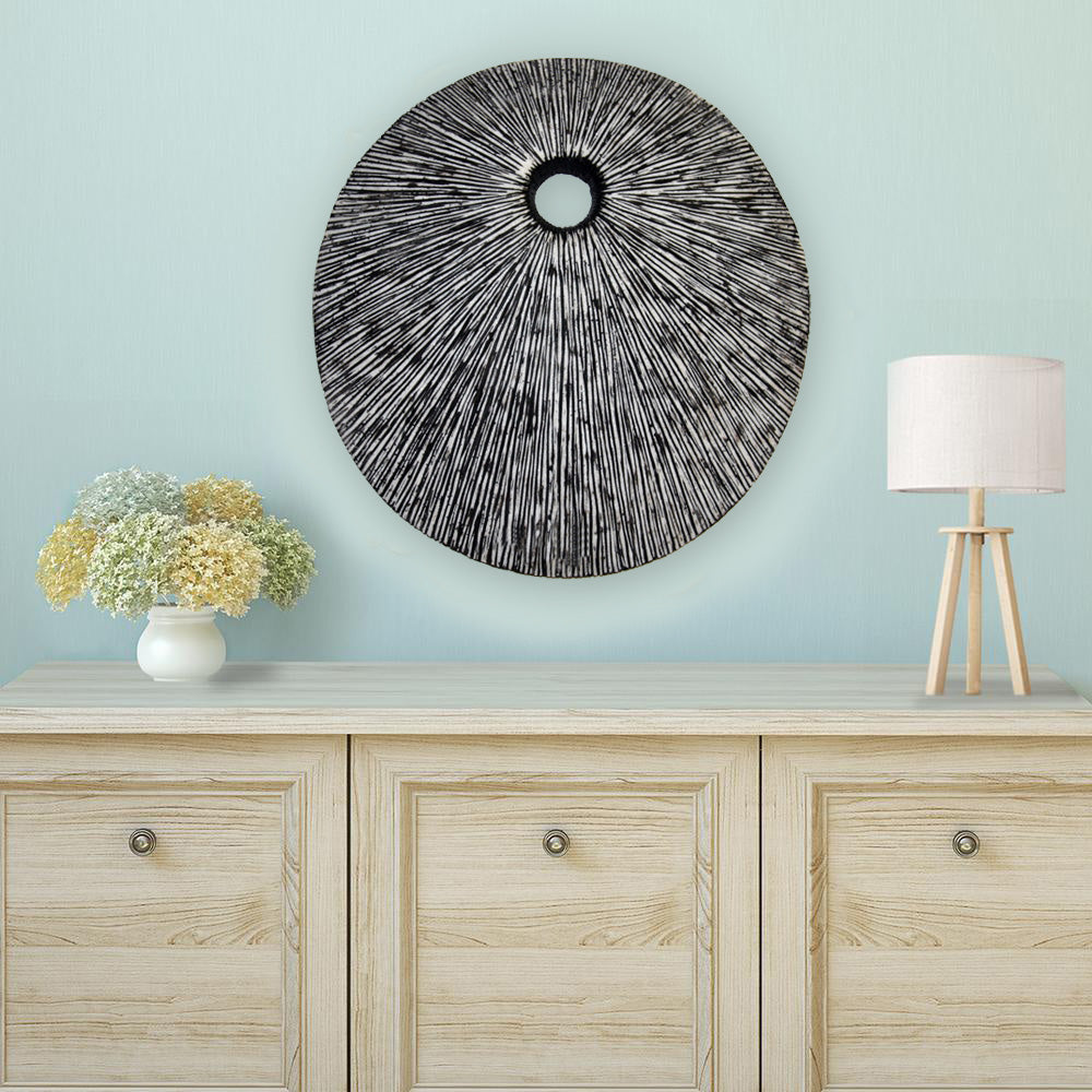 Sandstone Ribbed Round Wall Decor Top Hole