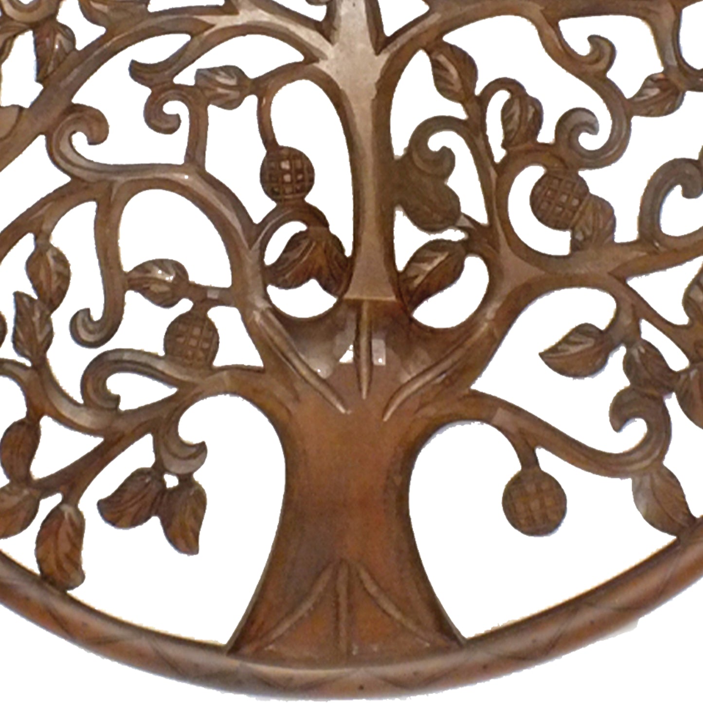 36 Inch Round Wooden Wall Art Decor Tree Of Life Art Carved Cutout Design Sitting Birds Walnut