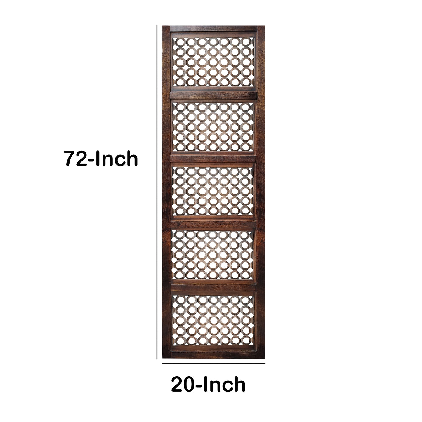 Decorative Mango Wood Wall Panel With See Through Circular Pattern Brown