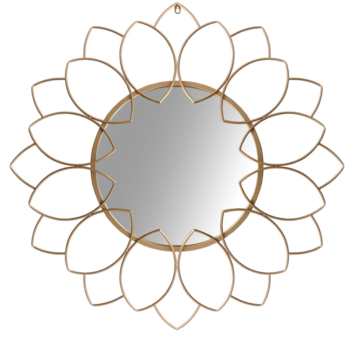 Round Metal Decor Wall Mirror With Oval Motif Brown And Gold