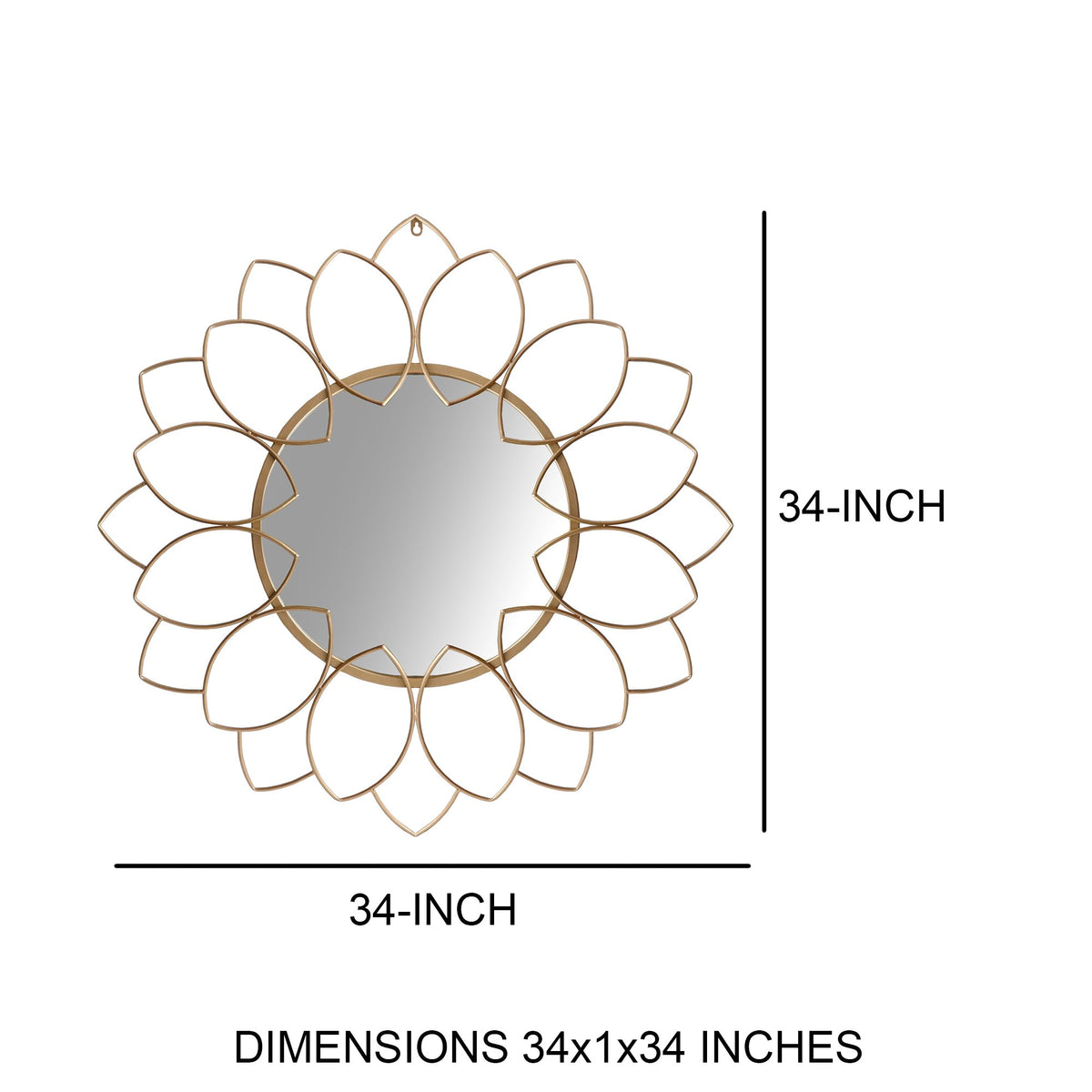 Round Metal Decor Wall Mirror With Oval Motif Brown And Gold