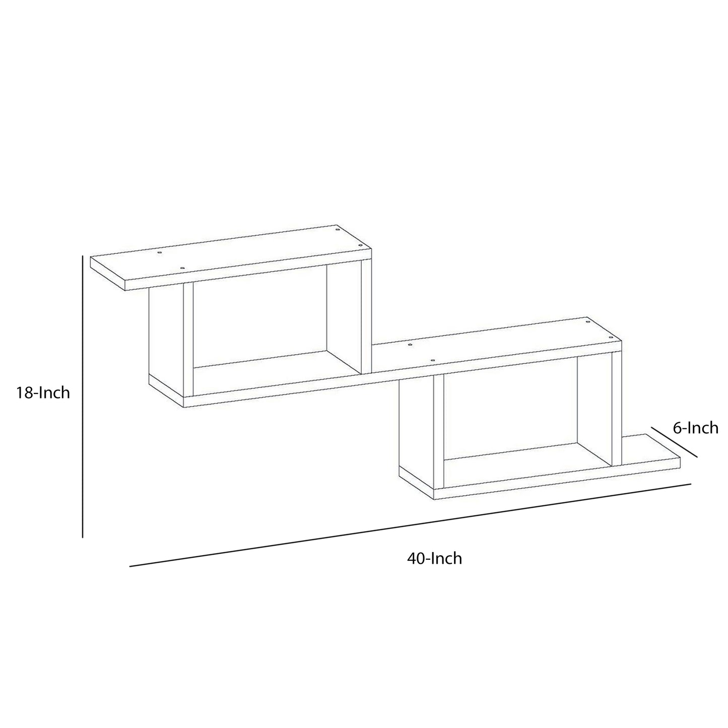 40 Inch Decorative Wooden Wall Mounted Cubby Shelf White