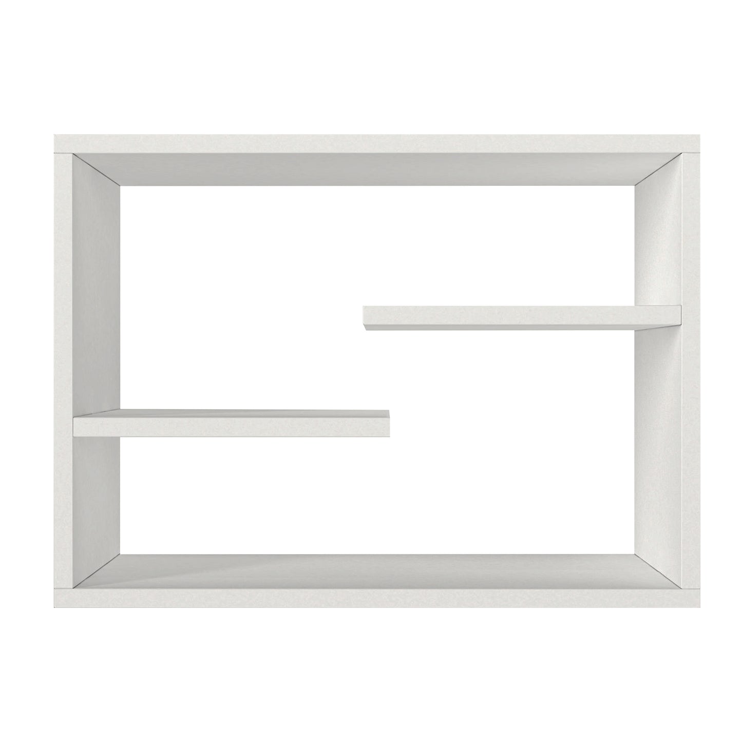 24 Inch Decorative Rectangular Wood Floating Wall Shelf With 3 Tier Storage White