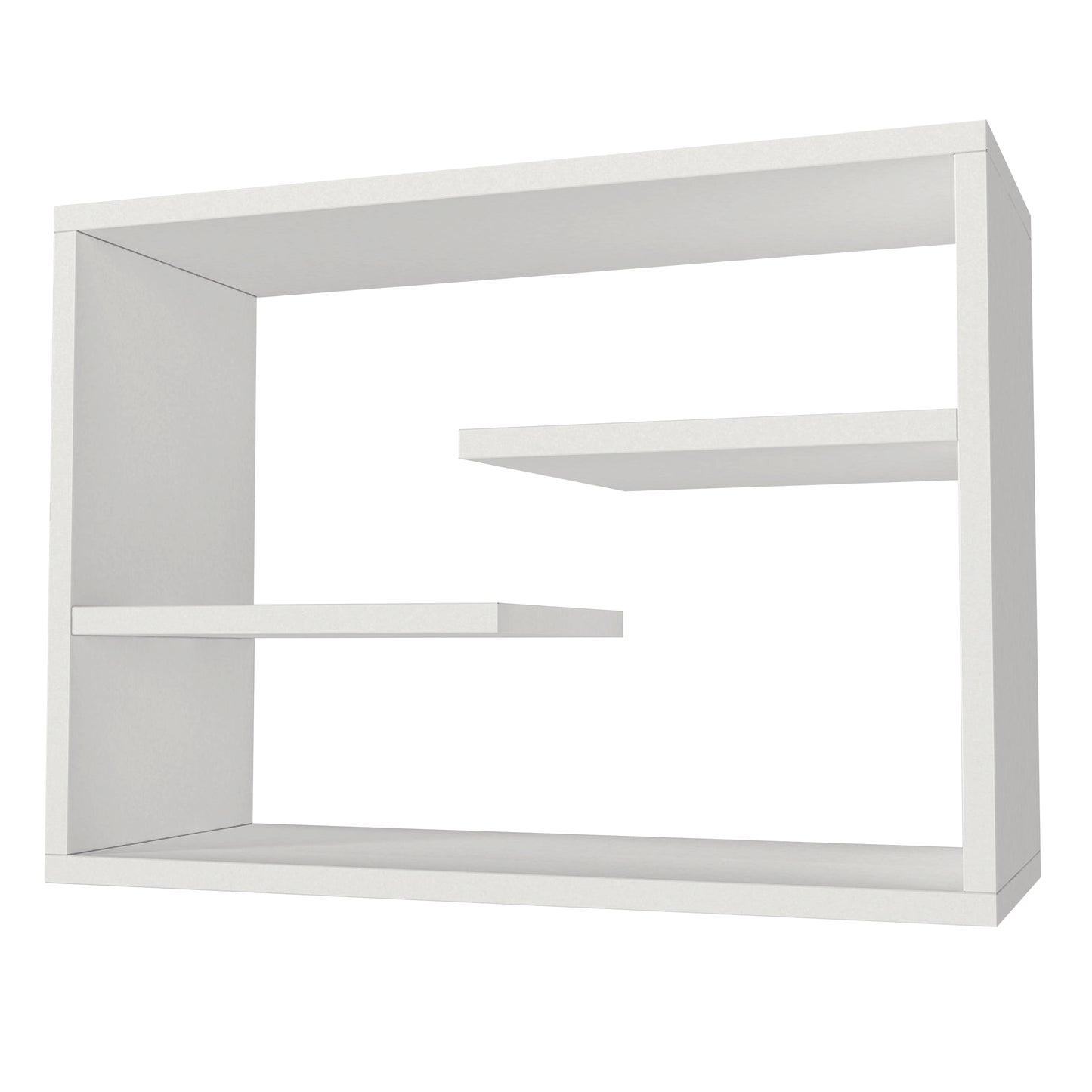24 Inch Decorative Rectangular Wood Floating Wall Shelf With 3 Tier Storage White