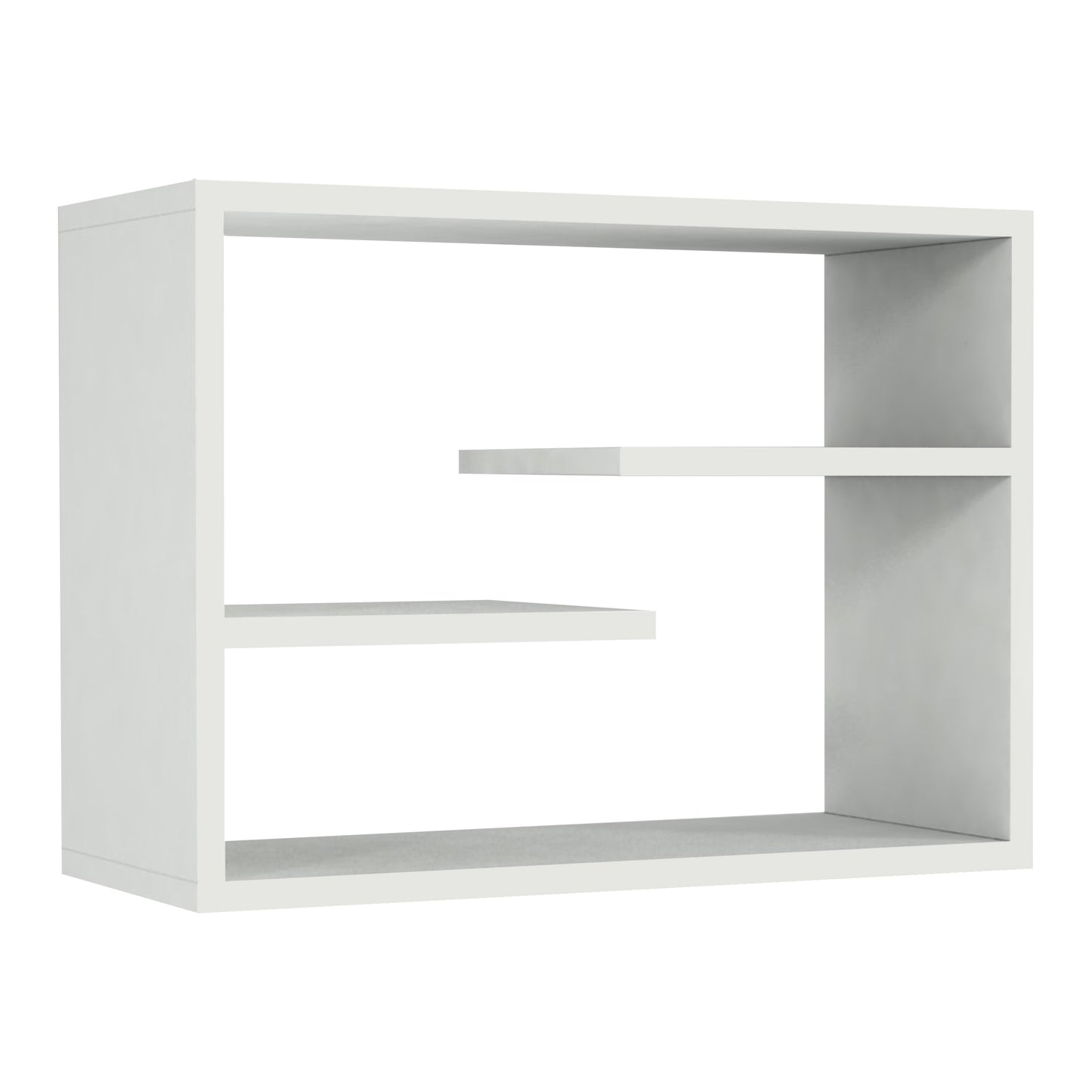 24 Inch Decorative Rectangular Wood Floating Wall Shelf With 3 Tier Storage White