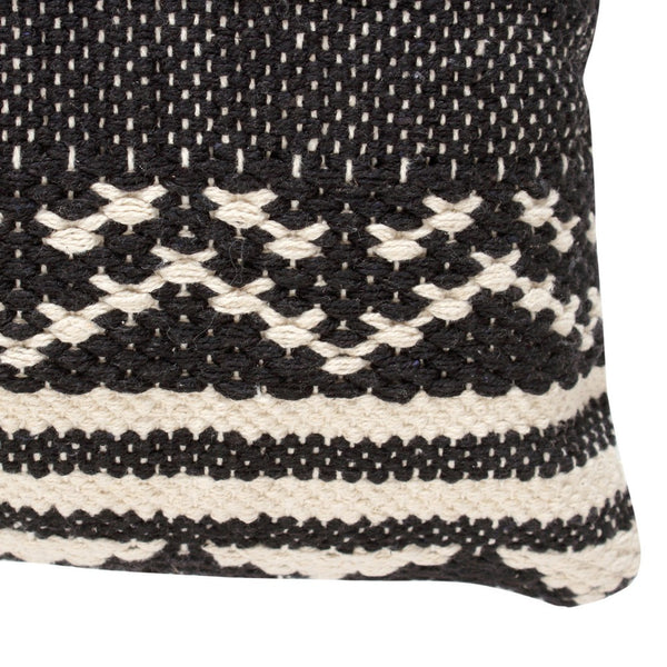 18 X 18 Jacquard Square Decorative Cotton Accent Throw Pillow With Aztec Tribal Boho Pattern Black White